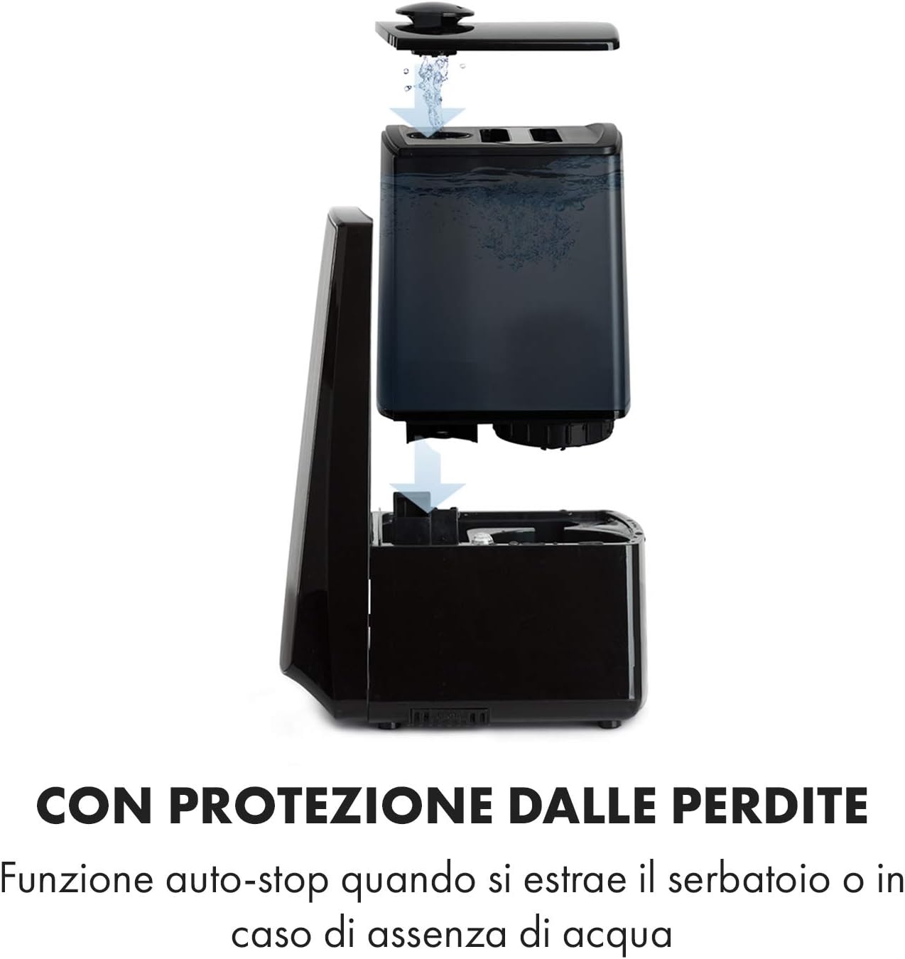 Diagram showing how to remove and fill the water tank