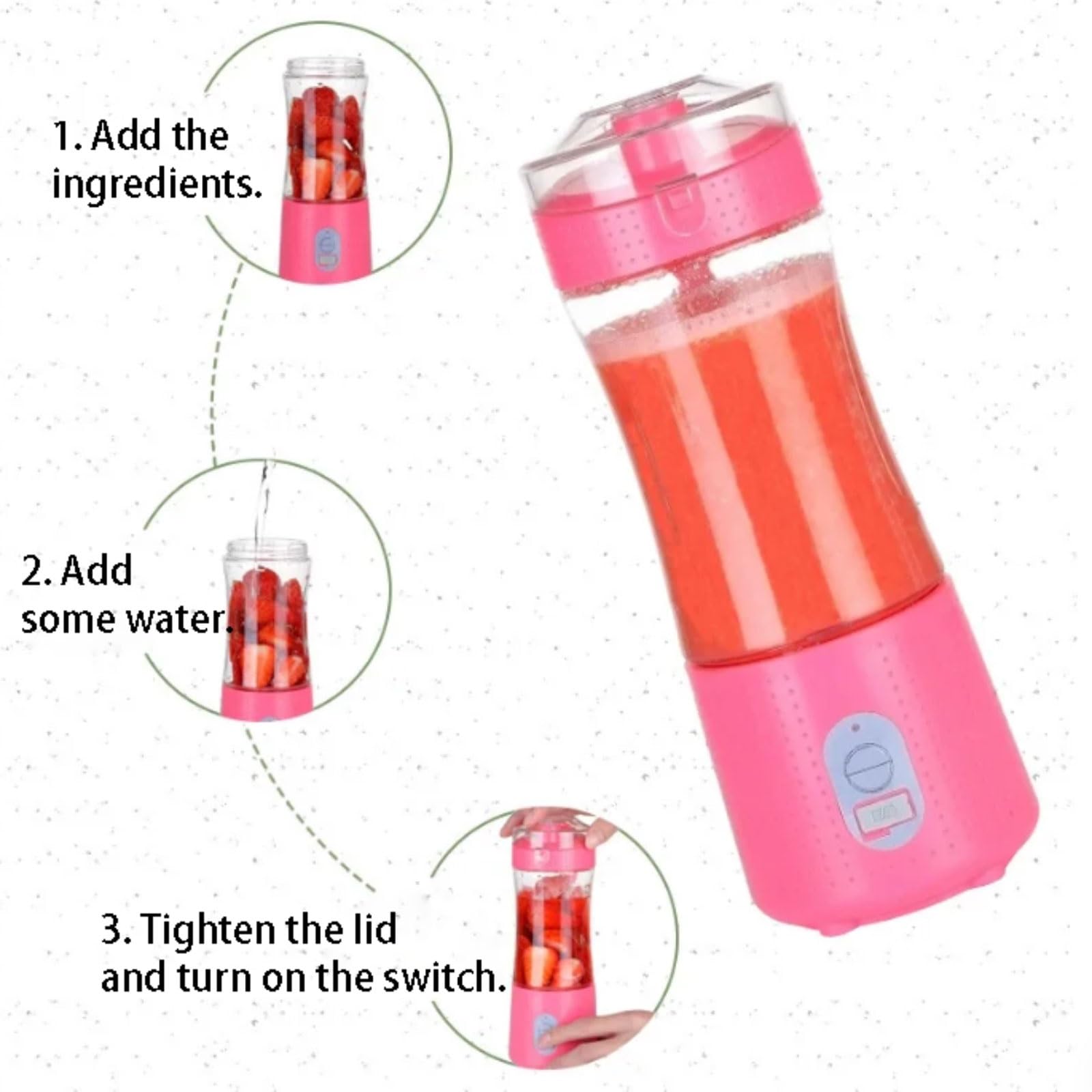 Potężny plastikowy przenośny blender z wylewką łyk ładowalna przenośna sokowirówka do smoothie lód blending sok 380 ml kompaktowy (rot)