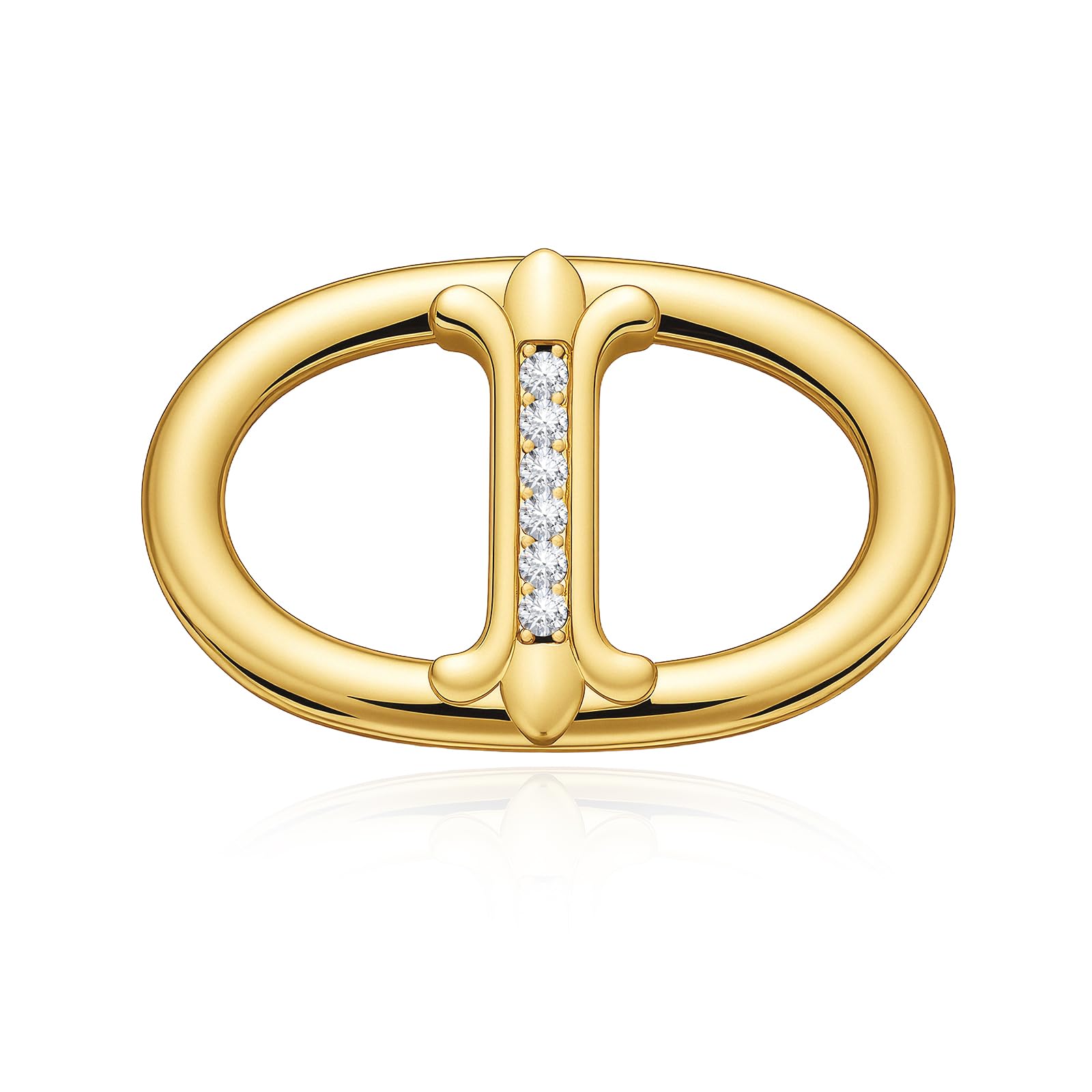 Womens Oval Silk Scarf Ring 18K Gold Plated Elegant Pig-Nose Shaped Silk Scarf Clips with Rhinestones Stylish Scarf Holder