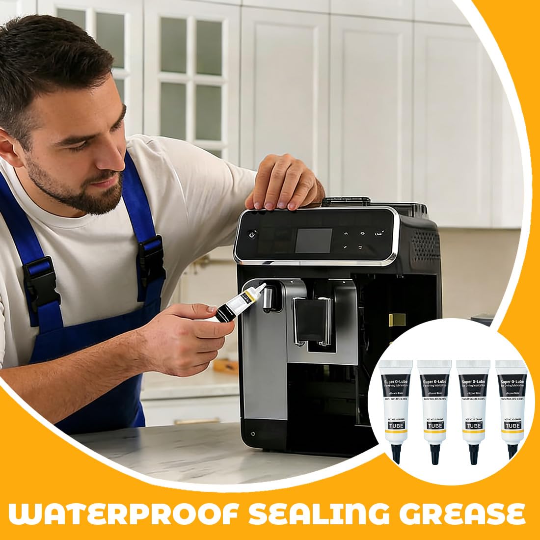 Grasa de Silicona para Cafeteras Automáticas, Juntas Tóricas, Grifos - Pack de 4