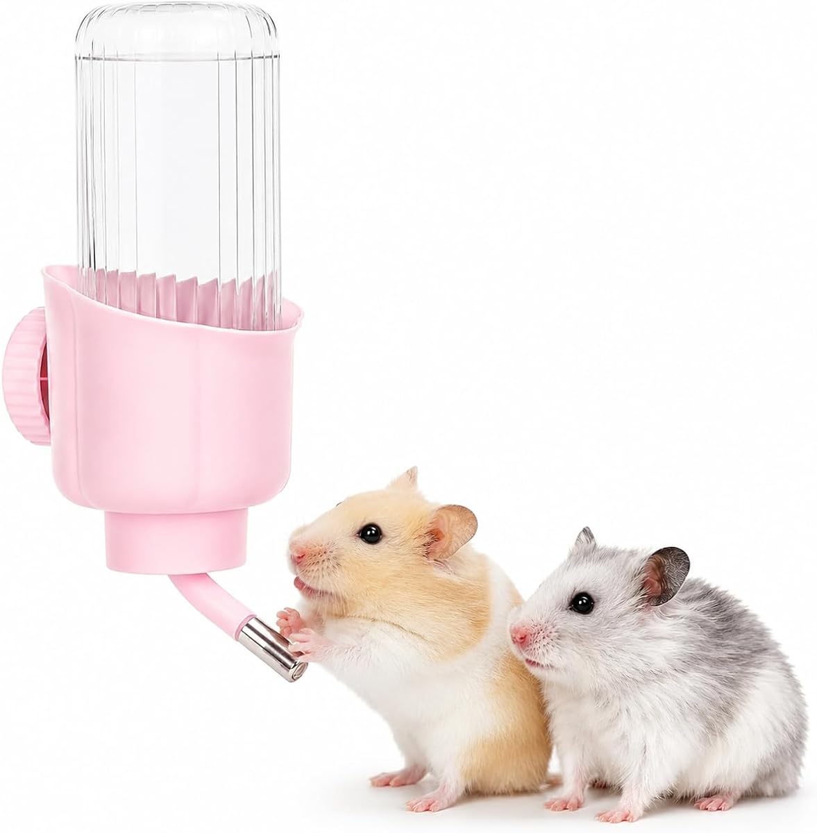Botella de agua para mascotas para jaula, dispensador de agua para animales pequeños de 17 oz sin goteo, rosa