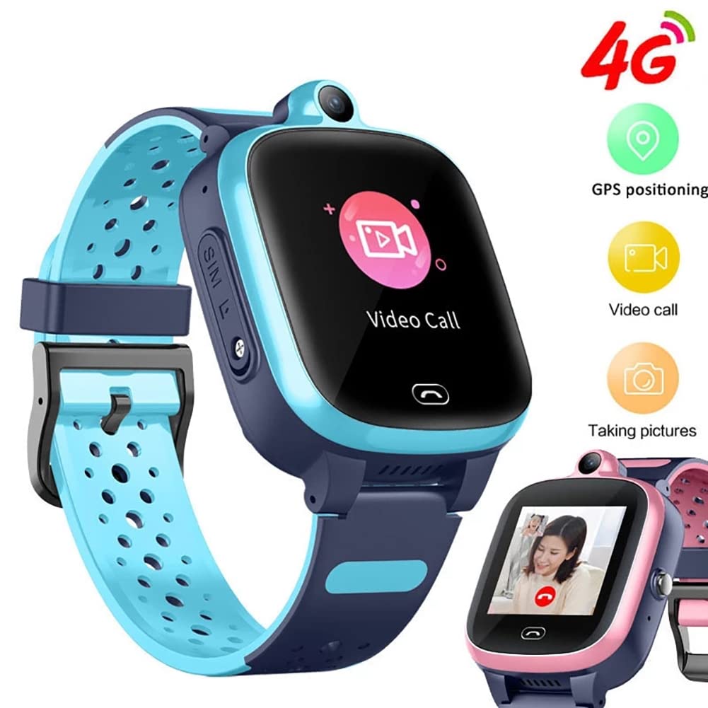 Reloj Inteligente para Niños 4G, Reloj para Teléfono Inteligente con Foto Y Video a Prueba De Agua con Rastreador GPS, Compatible con Llamadas De Audio Y Video, Podómetro, SOS