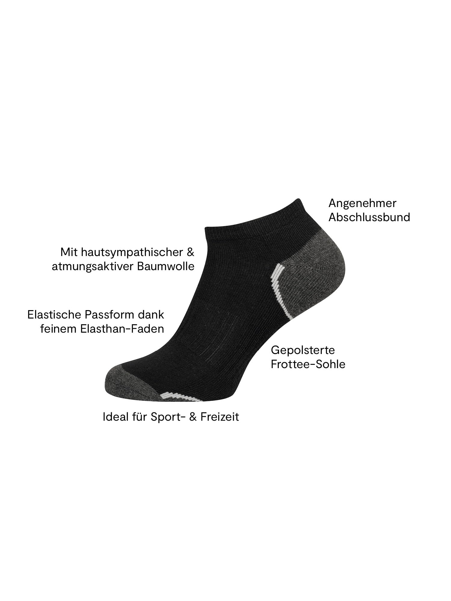 Nur Die 3-pak sportowych sneakersów, z oddychającej bawełny, krótkie skarpety sportowe z wyściełaną podeszwą męskie