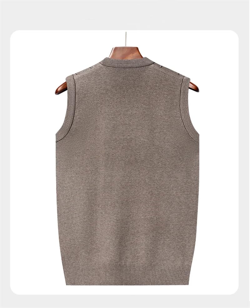 Dninmim Men's Thickened Casual Sweater Vest Striped Sleeveless Warm V-Neck Tank Top Waistcoat 5
