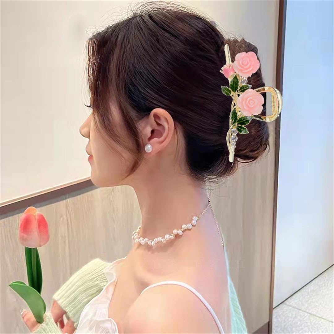 Hair Stick,Chinese Hairpins,Hair Pin Stick Mujeres Elegantes Flores románticas Rosa Flor Pinza for el Cabello Pinzas for el Cabello Diadema Horquilla Accesorios for el Cabello Oranment