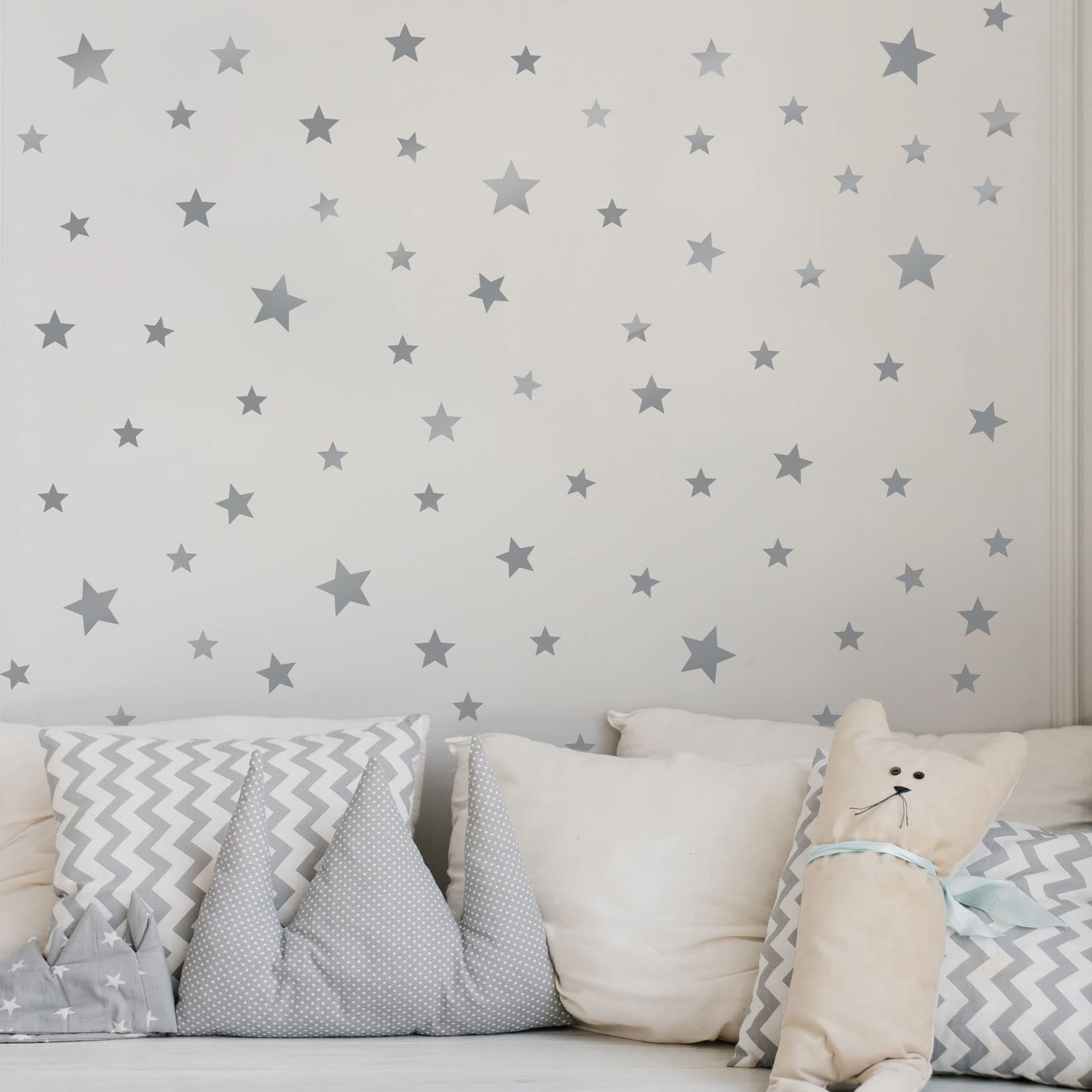 Stickerscape Star Wall Stickers (Standard - 1 Sheet - Silver) | Space Wall Stickers for a Night Time Themed Bedroom or Nursery | Easy to Apply, Cleanly Removable