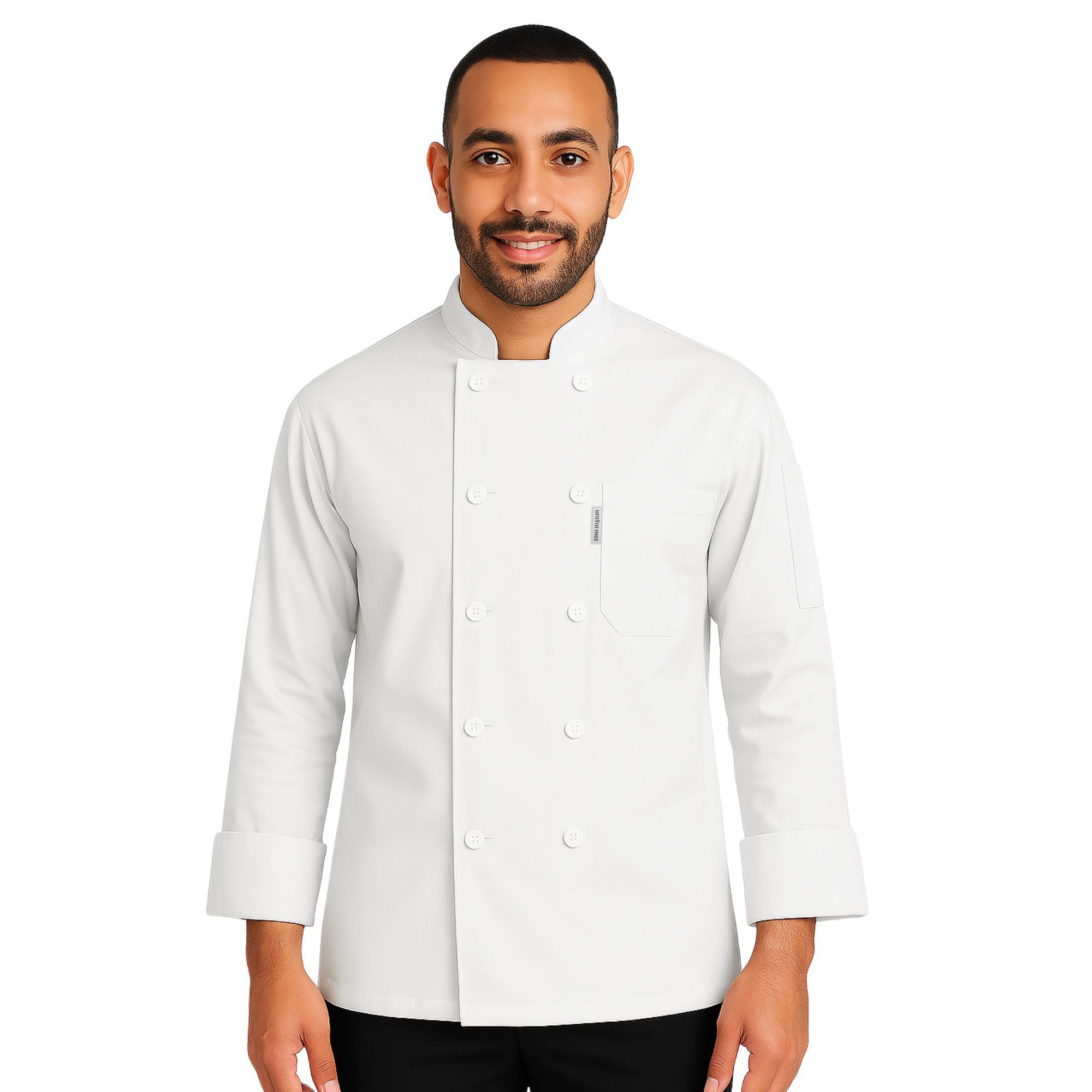 uniformer Full Sleeves Chef Coat for Men | Double-Breasted Chef Coat With Reversible Closure | Comfortable & Stylish | Easy Care & Breathable | Ideal for Chefs, Cooks, and Kitchen Staff