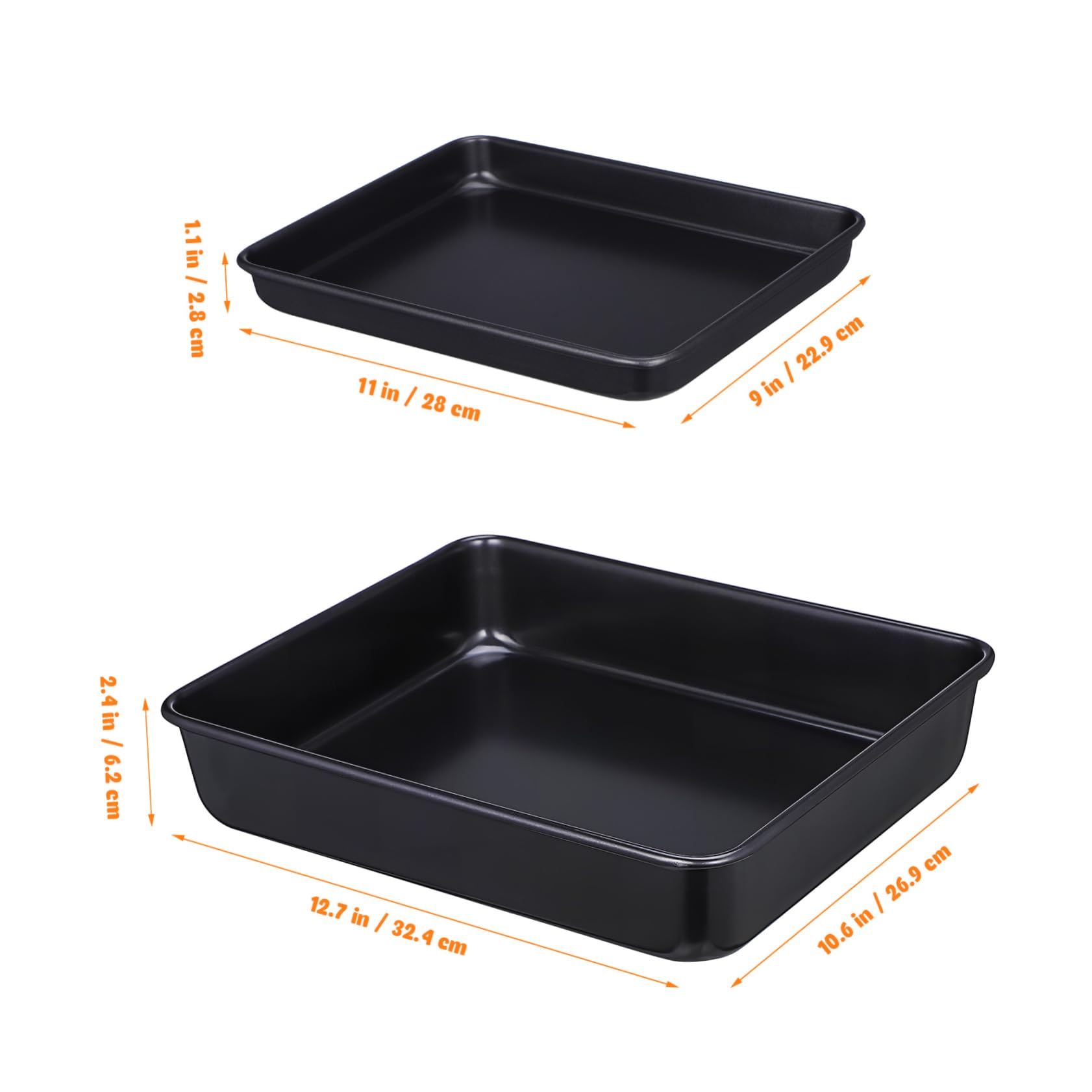Gatuida Bandejas para Horno Resistente y Multiusos Juego de 2 Negro de Acero Inoxidable Ideales para Hornear y Asar en Cocinas Modernas