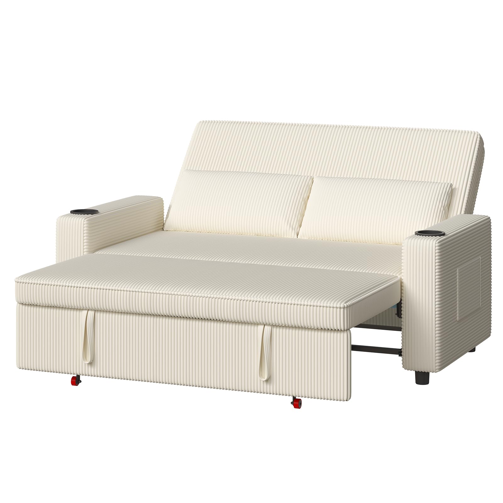Devoko Petit Canapé Convertible 2 Places Canape avec Dossier réglable Canapé lit en Velours Causeuse de Salon Moderne, canapé déployé 160×190 cm, Beige