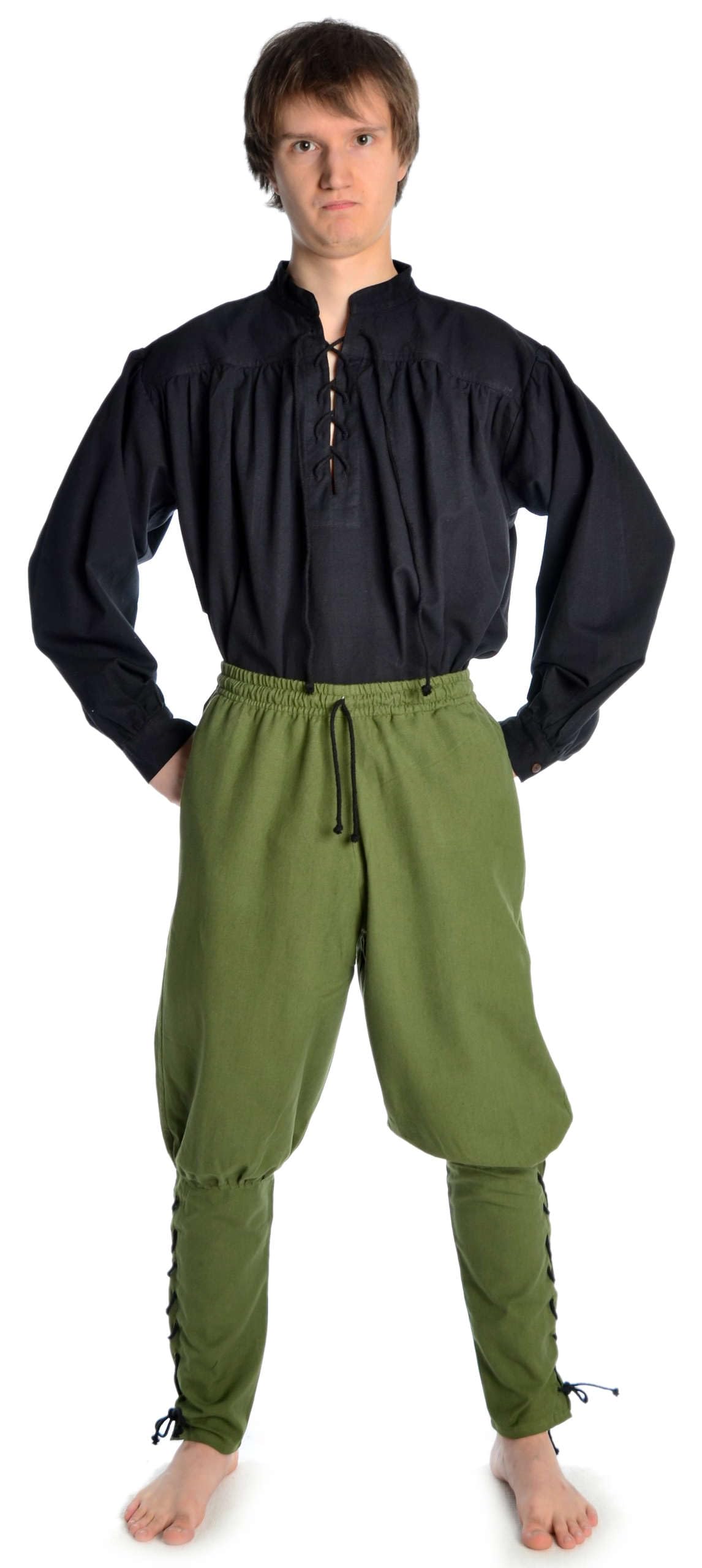 HEMAD Men's Viking Trousers Pirate Trousers Medieval Trousers S-XXXL Cotton - Green - L/XL