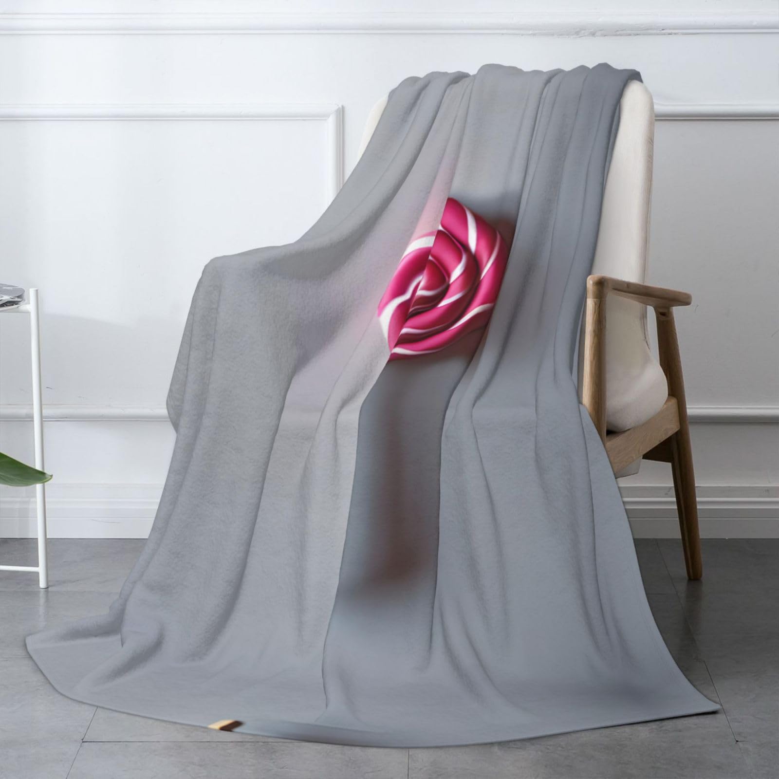 Gemütliche Winter-Flanelldecke, 178 x 203 cm, Lutscher-Druck, Überwurfdecke für Sofa, Bett, Camping, weiches Plüsch-Fleece, für Kinder und Erwachsene