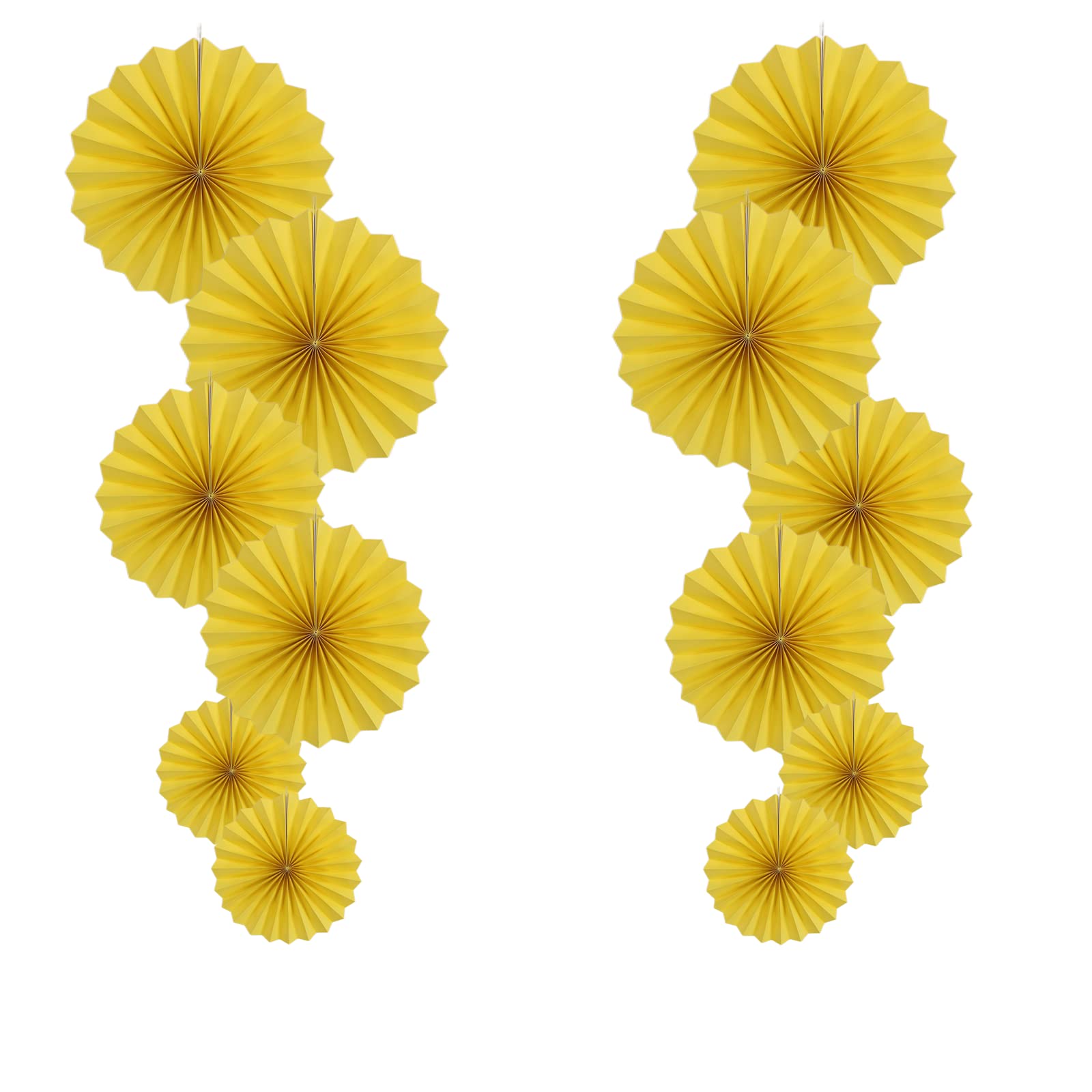 HQZ Yellow Party Hanging Paper Fans DIY Set?12pcs Set Paper Fans Set Hanging Pinwheels Fan DIY Paper Craft for Wedding Birthday Christmas Party Decoration Hanging Paper Fan Flower Decoration (Yellow)…