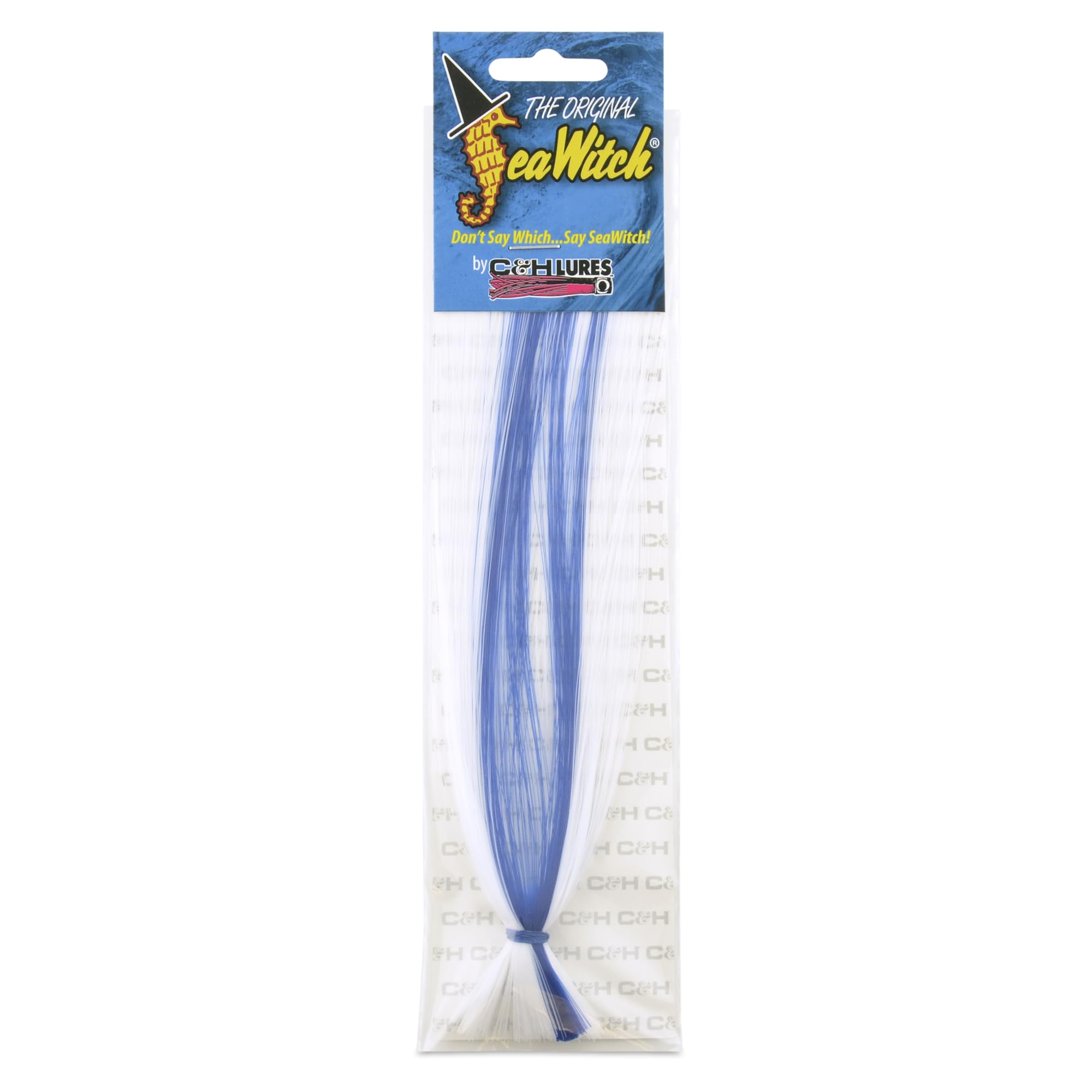 C&H Lures Sea Witch Saltwater Fishing Lure | Offshore Trolling Lure | Nylon Skirt, UV-Resistant | White/Blue Skirt, 1/4 oz Head Weight