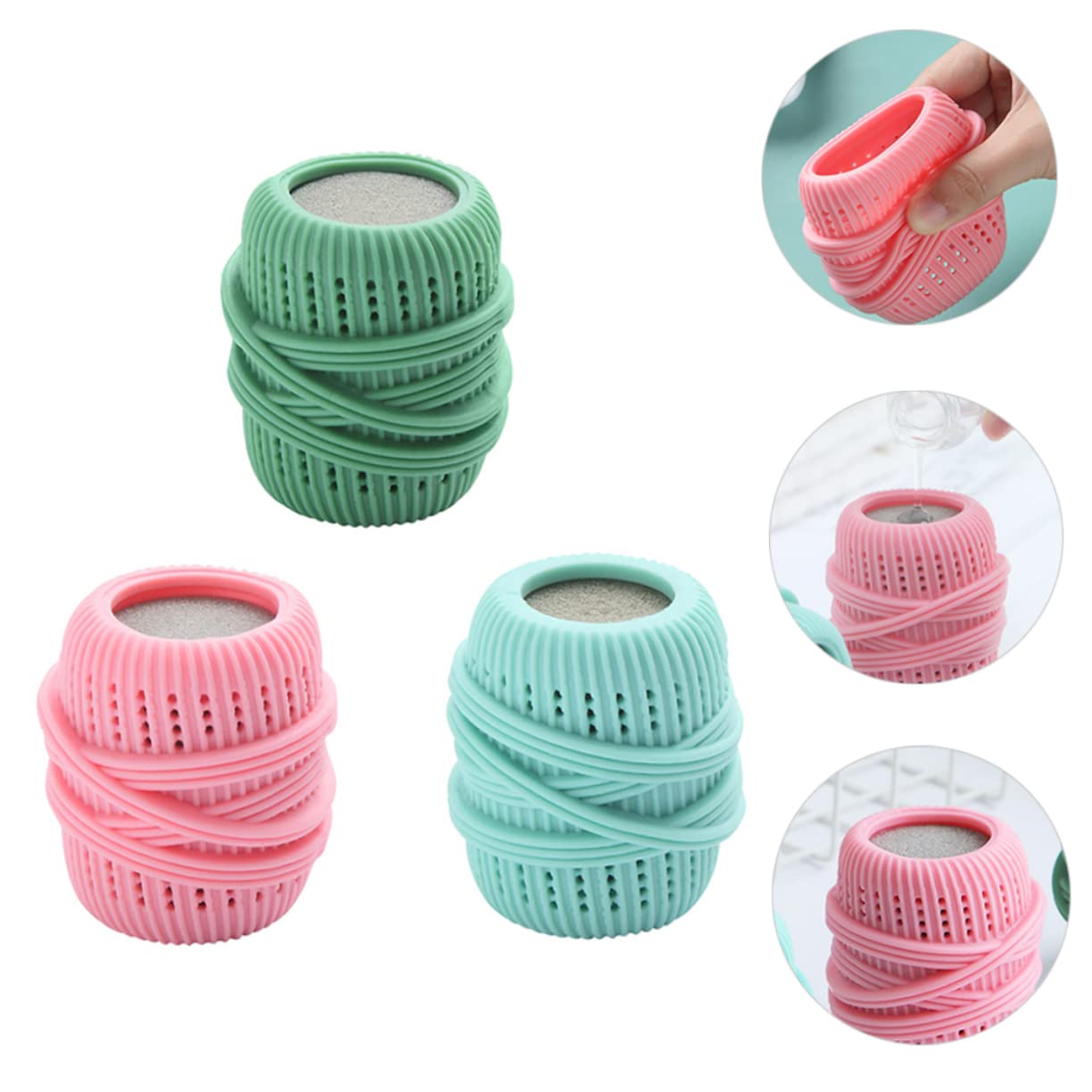 NOLITOY 3pcs Set automatic laundry pet Washing Machine Washing Ball substitute cleaning ball winding fabric softener ball tpe Laundry soap