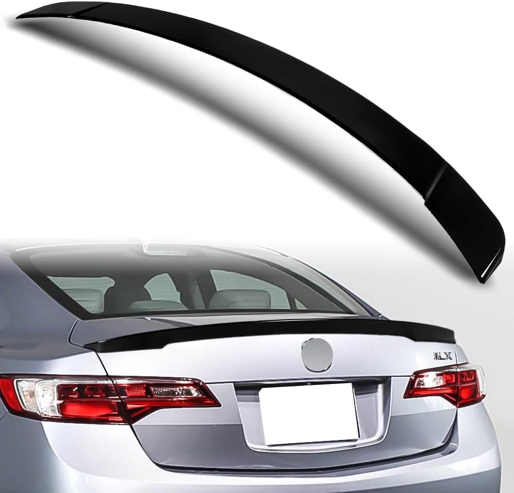 W-POWER, Rear Trunk Lip Wing Spoiler Compatible with Acura ILX 2013-2022, Rear Wing STP-Style Replacement Trunk Boot Rear Spoiler, ABS (Unpainted Matt Black)