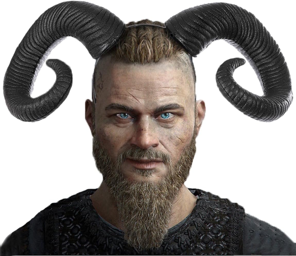 Gothic Black Horn Halloween Costume for Men Women - Ram Sheep Headband Hoop Cosplay Devil Headwear Hair Band