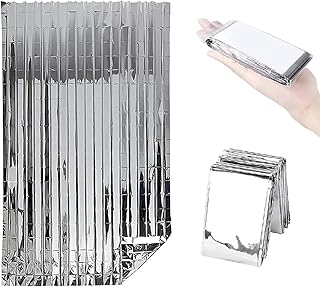 Emergency Foil Blanket Set of 12 – Thermal Survival Blankets for Camping, First Aid, Outdoor Adventures, and Marathons, Insulated and Reflective, 130 x 120cm, Silver