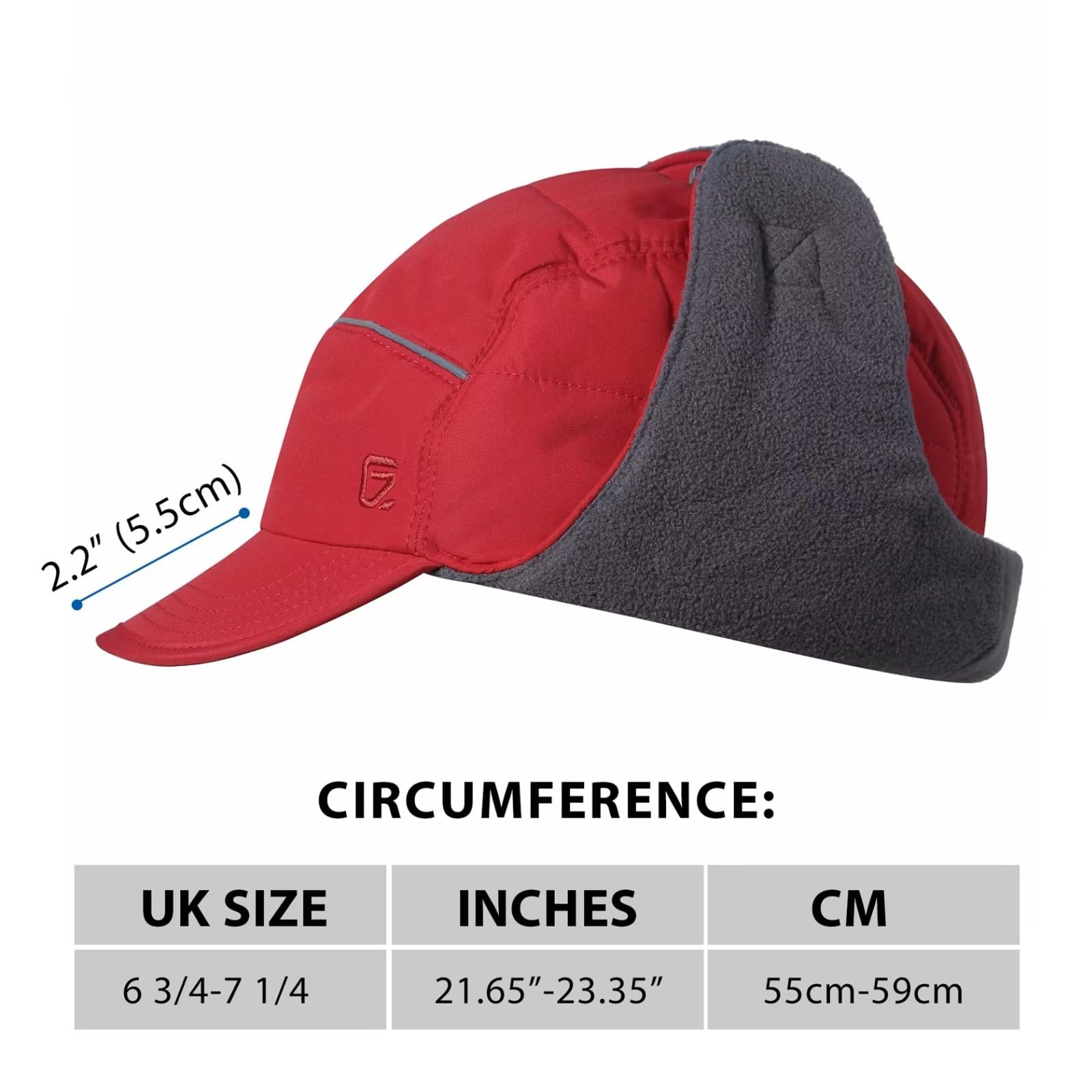 GADIEMKENSD Trapper Hat Winter Hat with Ear Flaps Water Repellent Reflective Baseball Cap