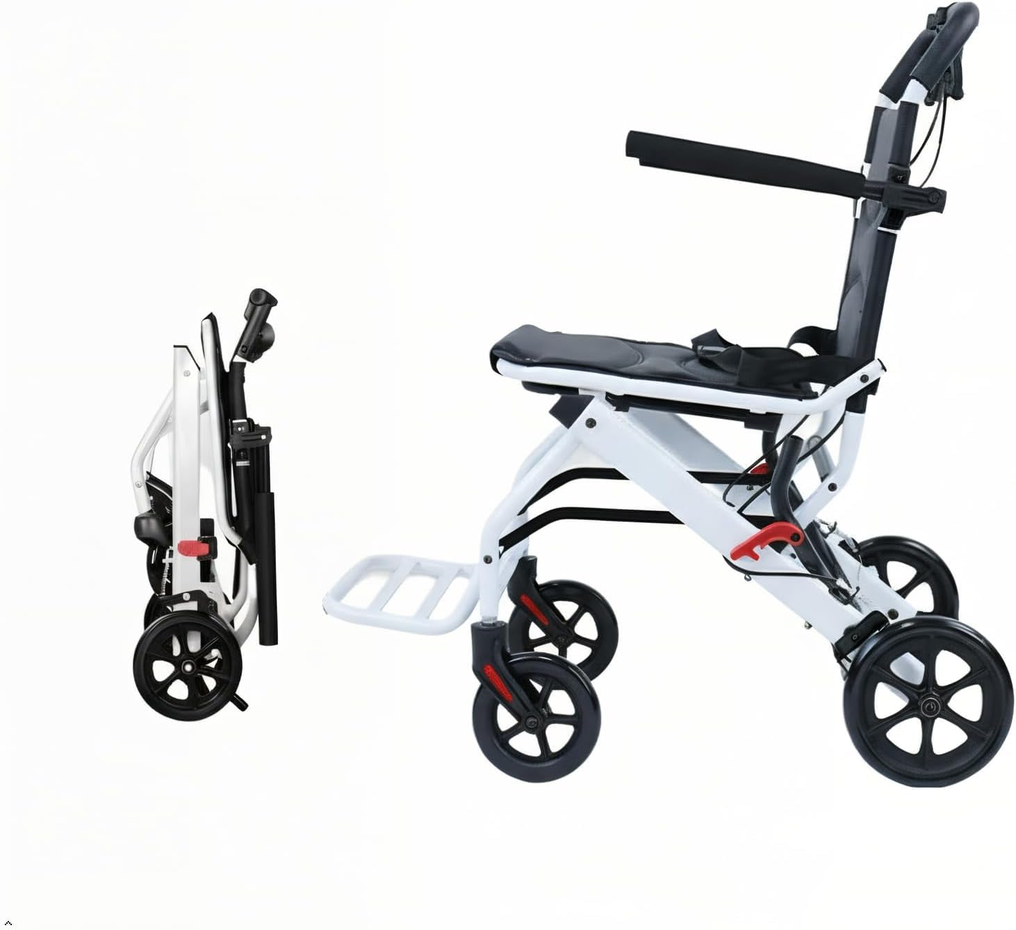 YGNVMCXJG Transfer Wheelchair Lightweight Foldable, Portable Travel Wheelchair for Adults, 18lbs, 200lbs Capacity, Airplane Friendly