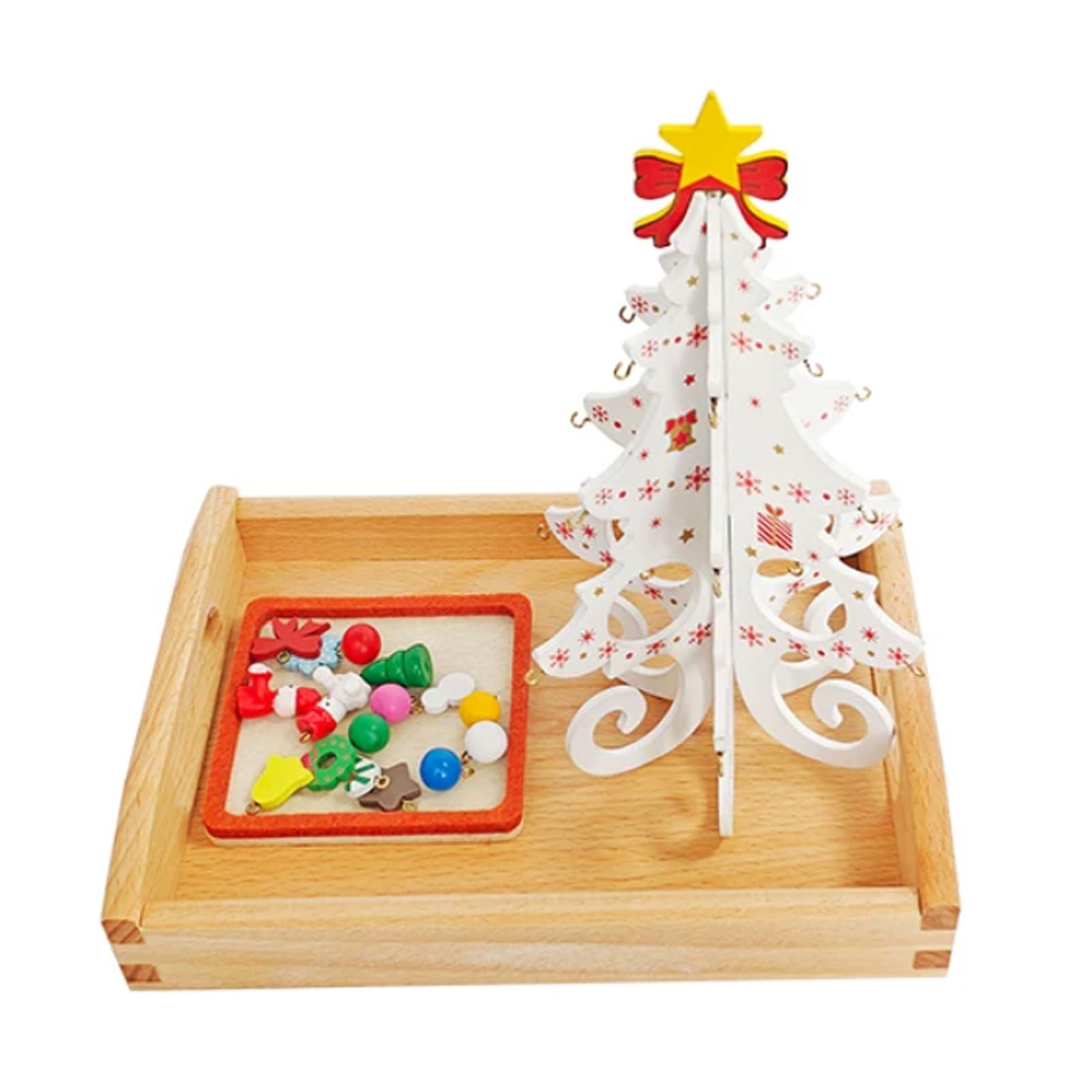 ttnmrc Montessori Christmas Tree Hanging Ornament Work Tray Set