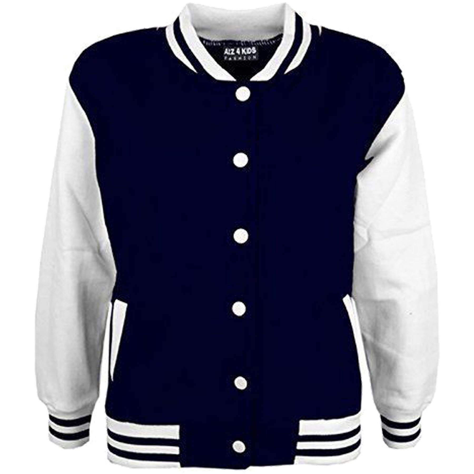 A2z 4 Kids Navy Baseball Contrast Varsity Jacket Stand Collar Coat