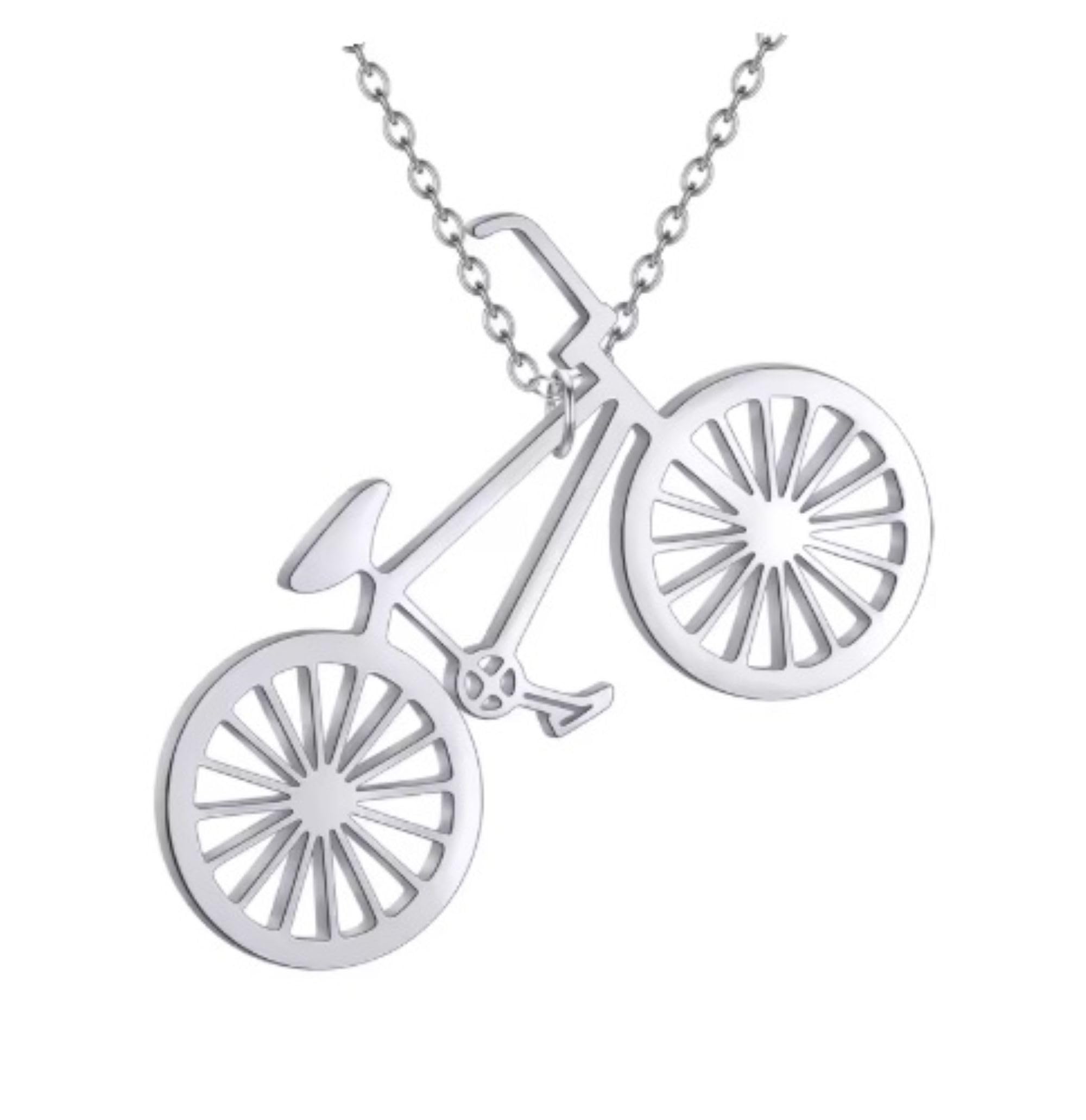 Collar de bicicleta para mujer con colgante ciclista de moda minimalista 6
