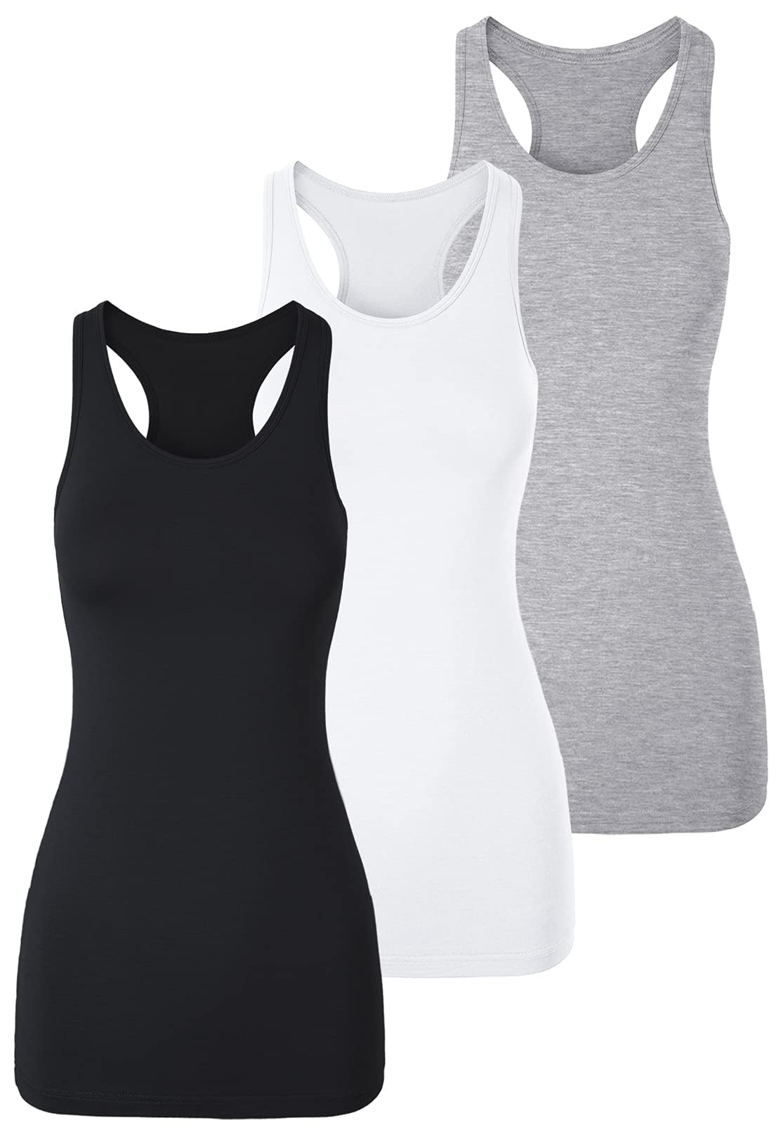 TAIPOVE Long Tank Tops for Women Cotton Layering Racerback Extra Long Camisole Activewear 3packs