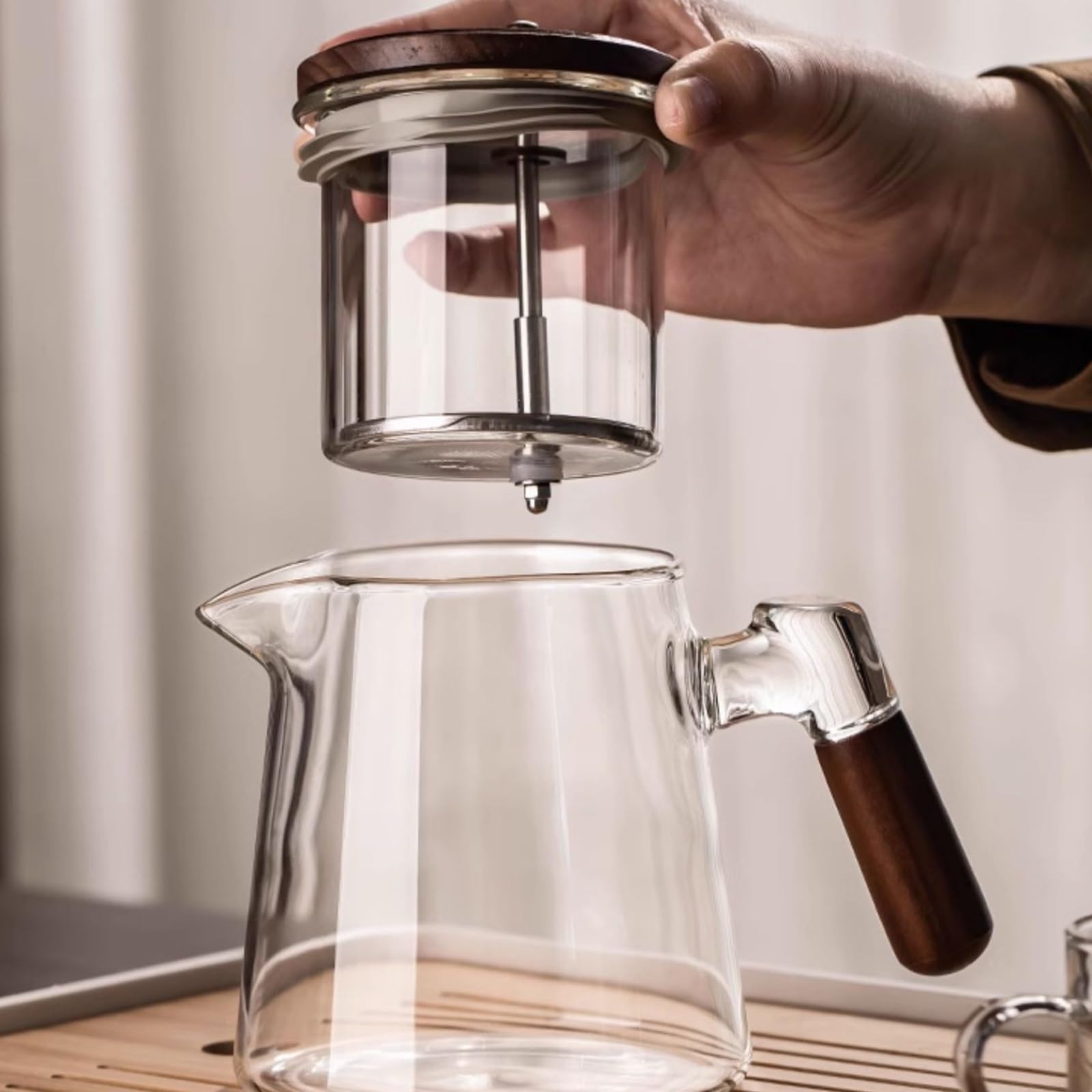 Teekanne Aus Glas Mit Siebaufsatz Hitzebeständig Herausnehmbaren Edelstahl Filter Sieb, Glasteekanne Mit Teesieb & Überhitzungsschutz, Ideal Zur Zubereitung Von Losen Tees, Teapot 600ml(Anthracite Gre