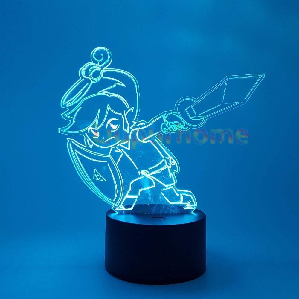 3D Night Light for Kids,Zelda Color Changing LEDs Link Anime Game Breath Wild Visual Illusion LED Luces Navidad Xmas/Birthday Gift