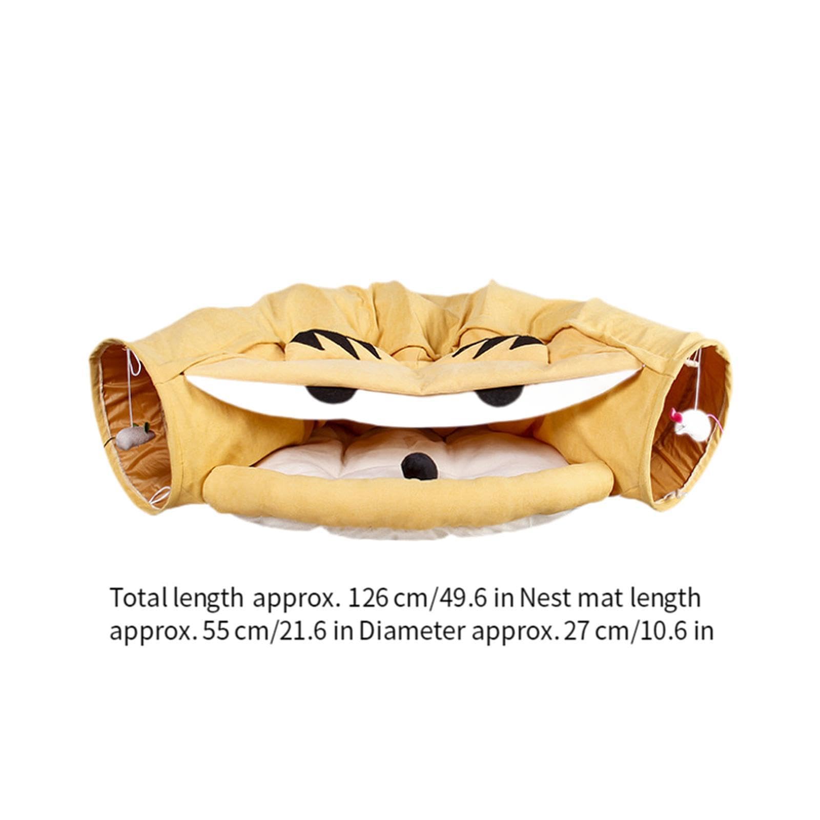 Tunnel pour Chat Tunnel pour Animal Lit pour Chat Tapis avec Jouet Flanelle Antidérapant Convient Aux Chats D'Intérieur Repos Cachette, Jaune