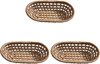 NOLITOY 3 Peças Cesta De Armazenamento De Tecido Cesta De Tecido Cesta De Artigos Diversos Cesta De Guarda-Chuva Balde De Frutas Mesa Cesta De Pão Cesta De Vime Cesta De Frutas De Madeira