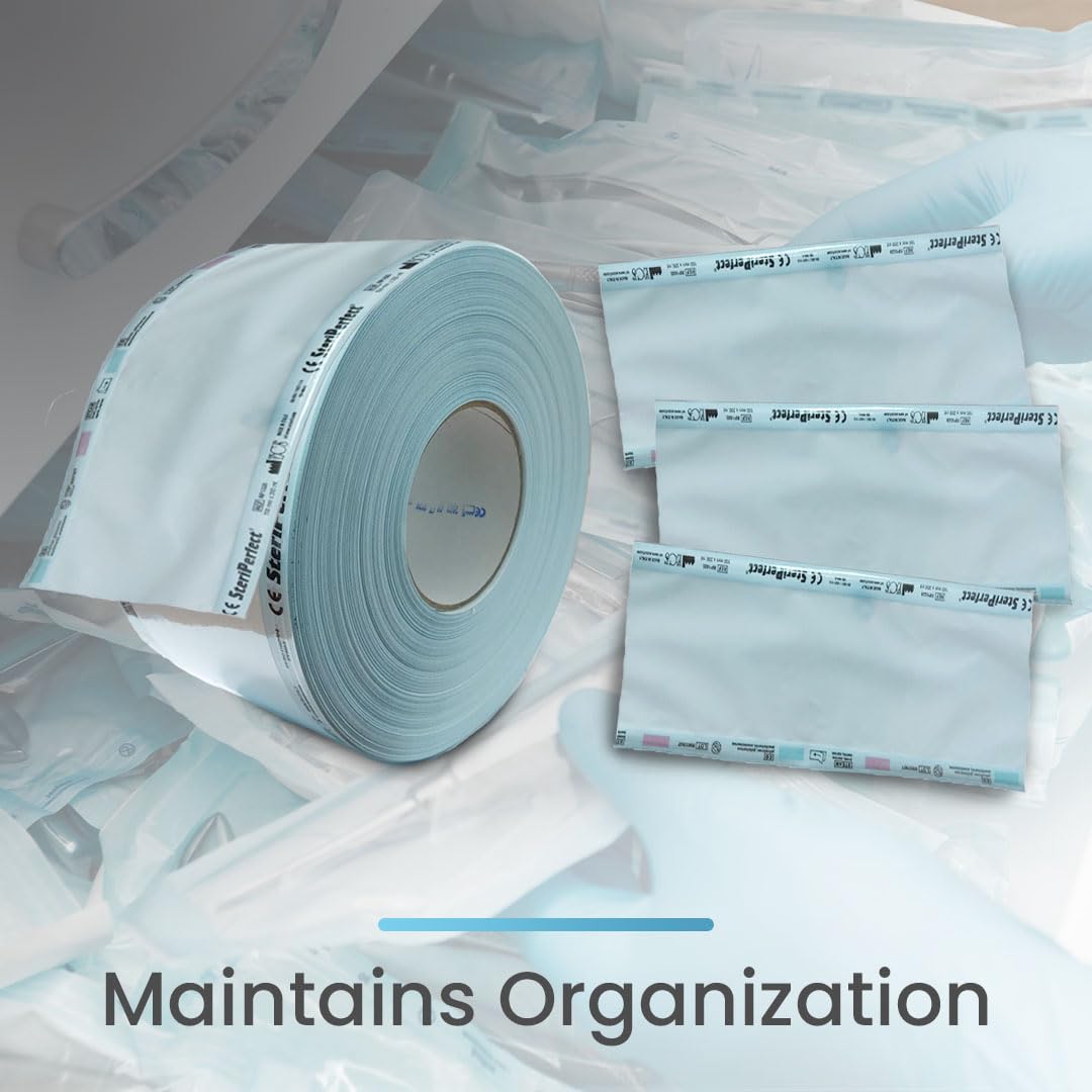 Rotolo sterilizzazione per autoclave sterilizzatore, carta di grado medico resistente per sterilizzare strumenti dentali, manicure e pedicure, parrucchiere, ospedali ecc. (10cm x 200m)