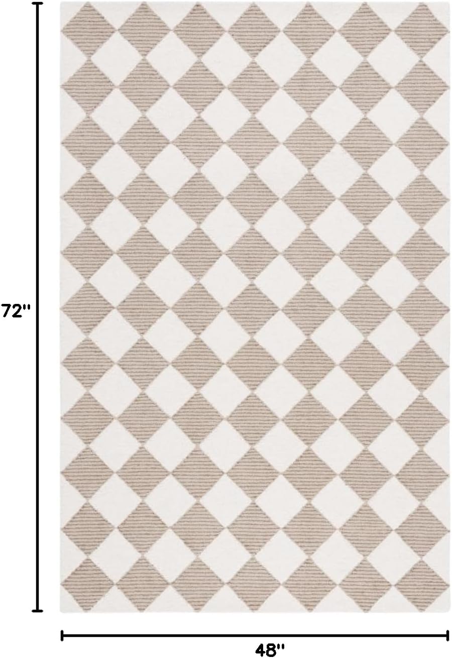 Martha Stewart x SAFAVIEH Area Rug Collection - 4' x 6', Natural & Beige, Handmade Wool, Ideal for Living Room, Foyer, Bedroom, Accent Space (MSR3362B)