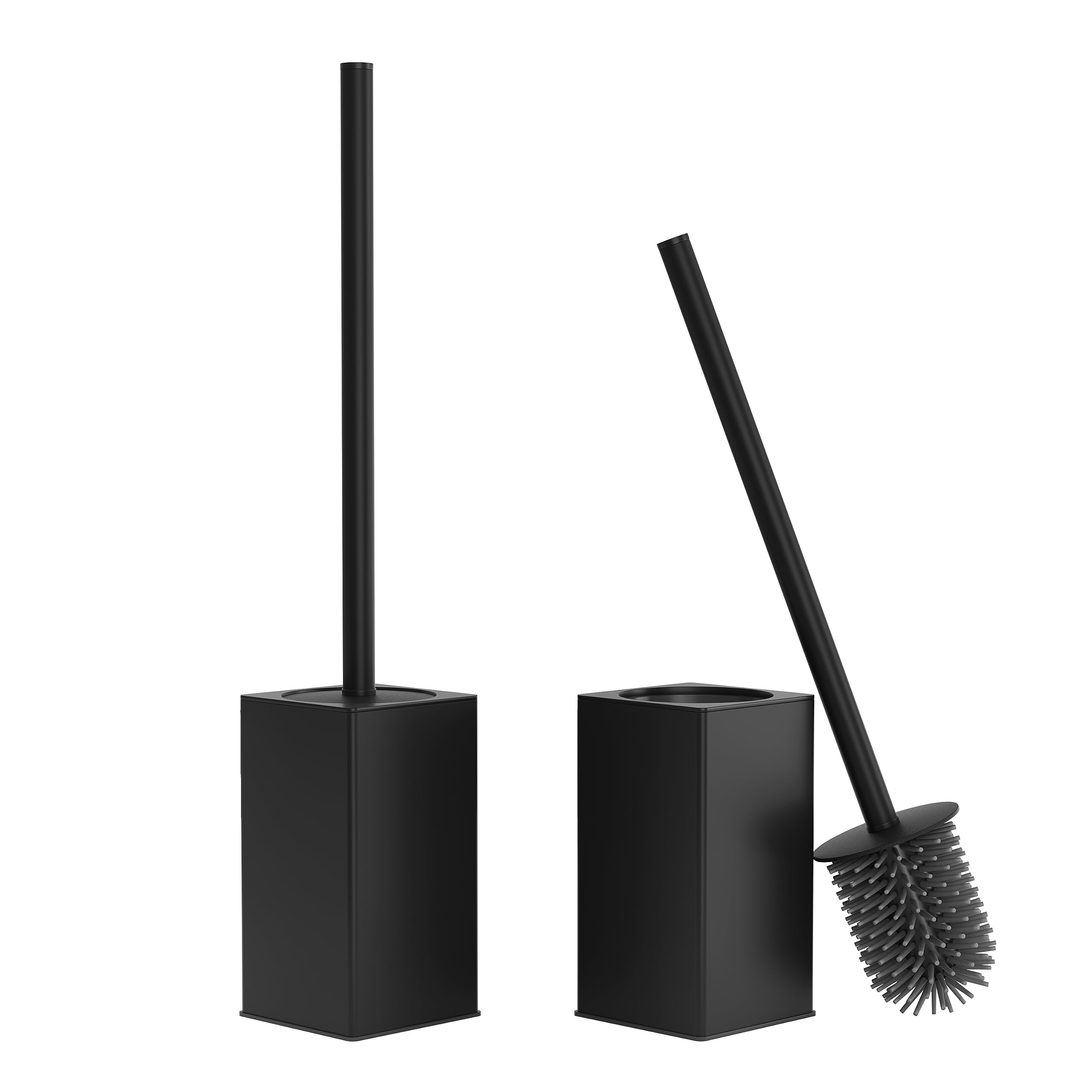 BGLToilet Brush Holder, 2 Pieces Packed, Matt Black Toilet Brush, Metal, Free-standing