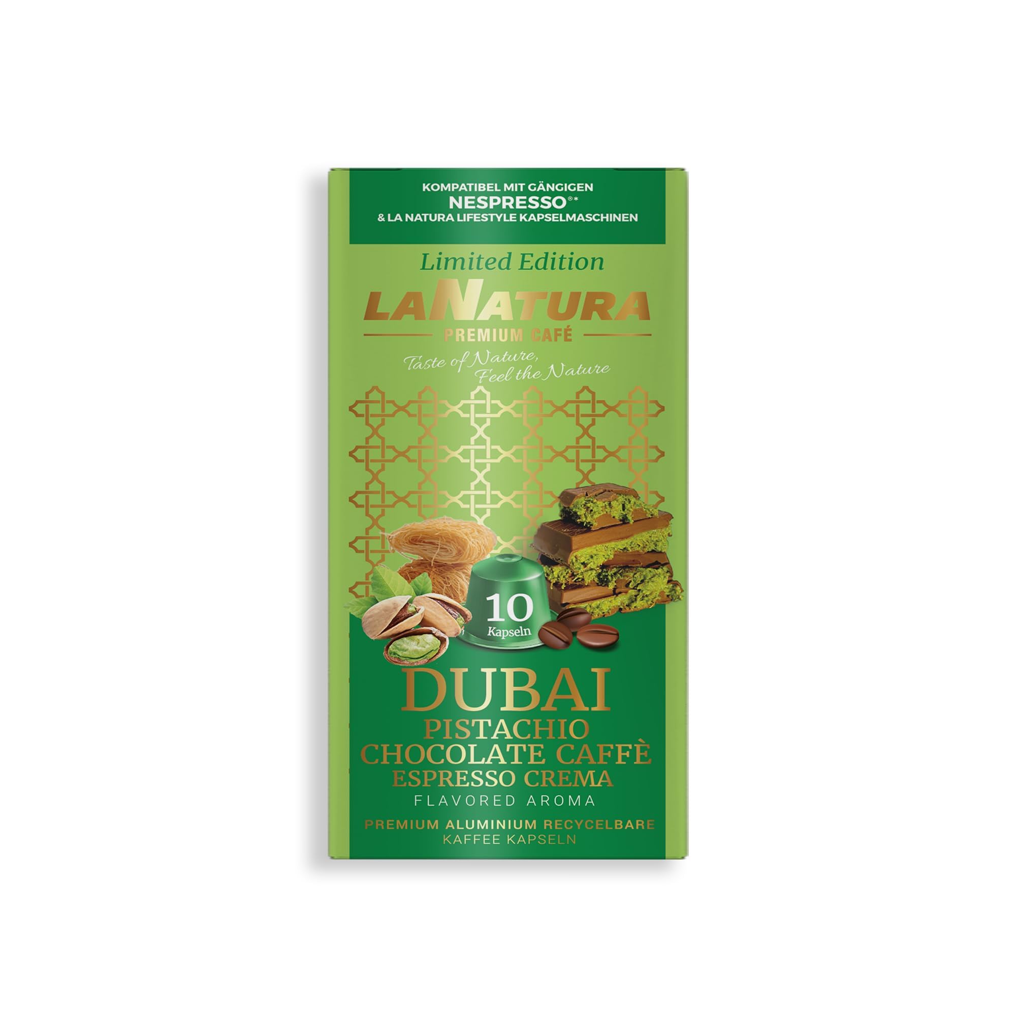 La Natura Lifestyle — kapsułki aluminiowe, kompatybilne z Nespresso® — Pistacja & Czekolada — kremowy napój — 110 sztuk
