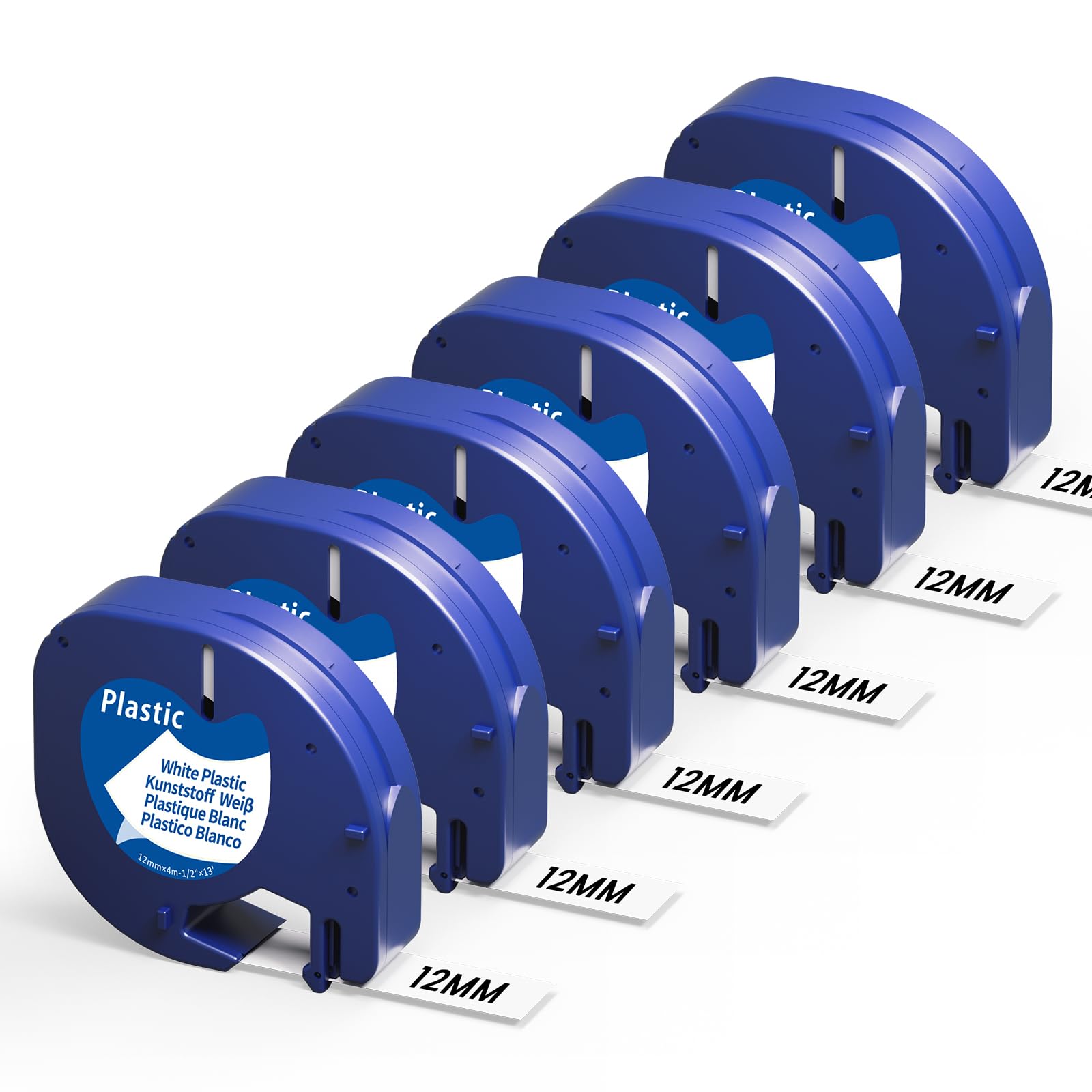 Aonomi 6-Pack Replace for Dymo Letratag Refills White Plastic Label Maker Tape 1/2" x 13' Compatible with Dymo Label Maker Refills White Plastic 12mm