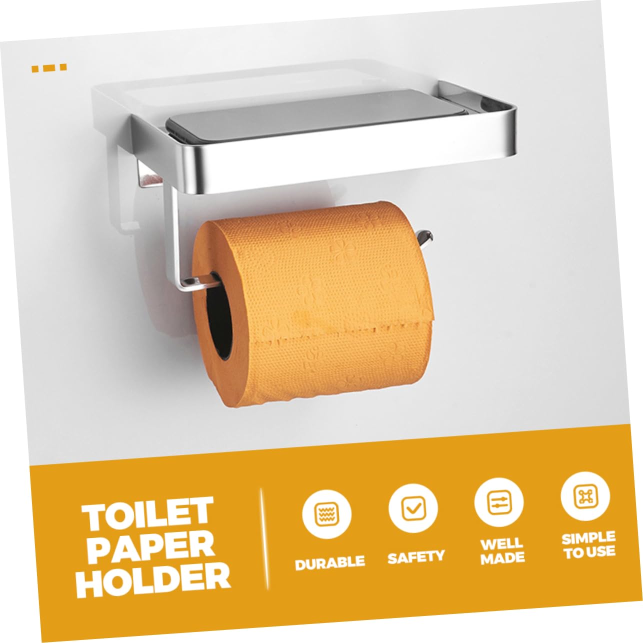 NUOBESTY Porta Carta senza Sbiadire da Muro in Acciaio Inossidabile Igienica Argento con Ripiano Porta Telefono Resistente per Bagno e Cucine