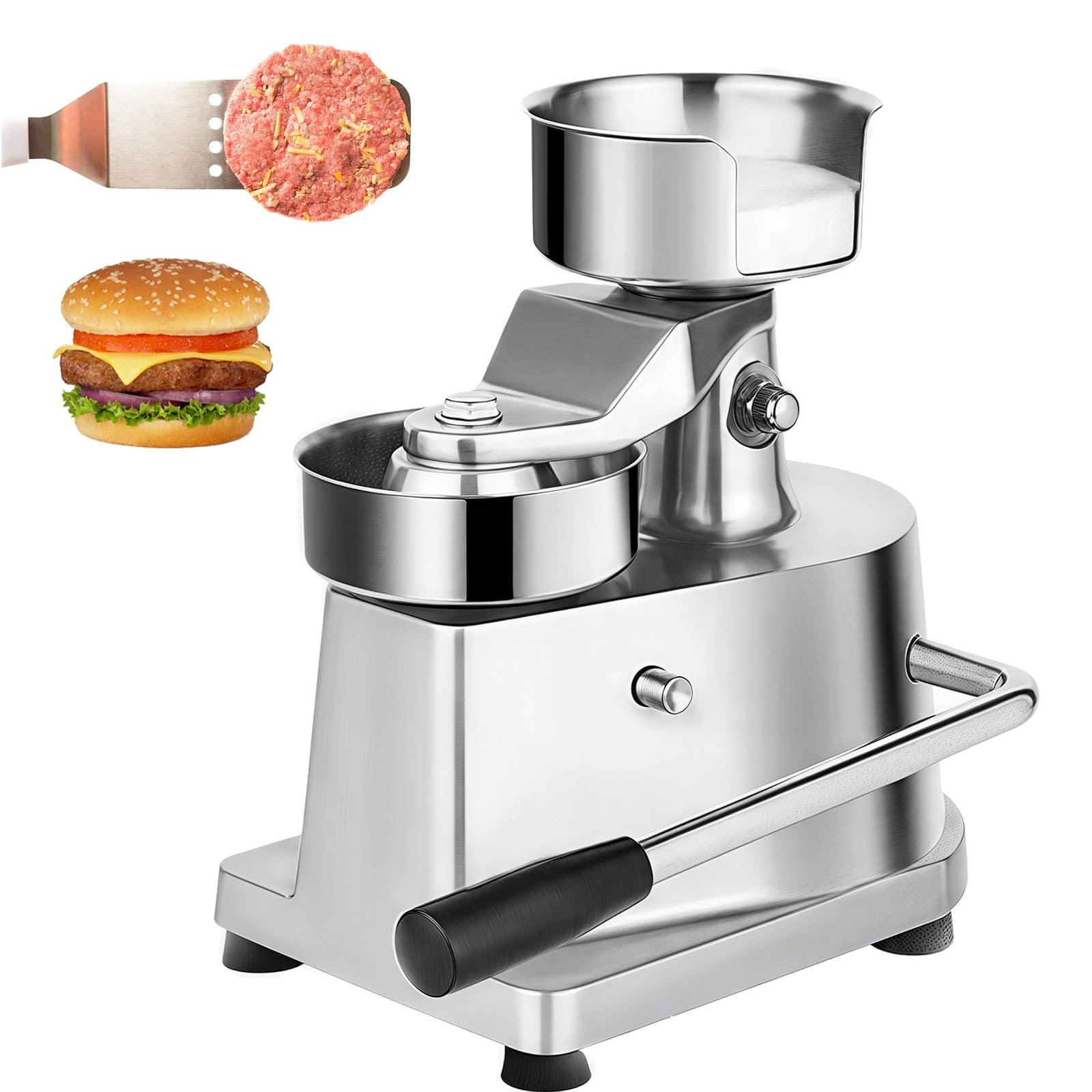 Manuelle Burgerpresse Maschine für Hausgemachte Hamburger, Edelstahl Patty Maker mit 500 Papers für perfekte Patties