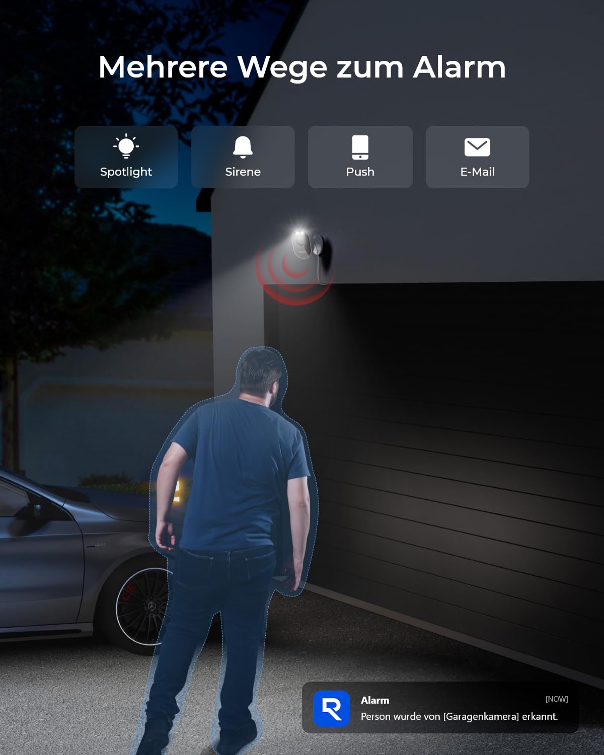 Reolink Lumus-2K 4MP Überwachungskamera Aussen mit Spotlights, 2,4/5GHz Dualband WLAN, Plug-in, smarte Person/Fahrzeug/Tiererkennung, Sofortwarnungen, Außenkamera mit Echtzeit-Gespräch, Weiß