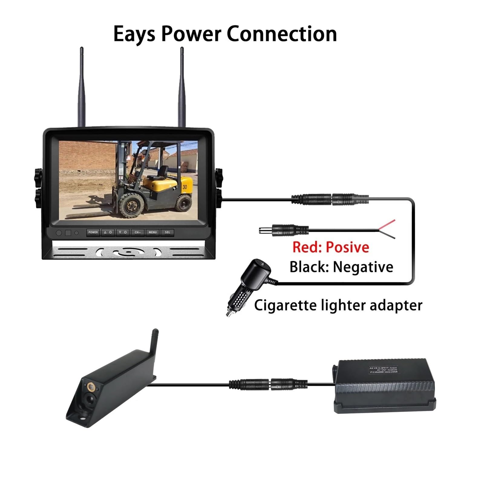Kit telecamera for vista frontale del carrello elevatore con batteria magnetica 1080P | Posizionamento laser in modalità standby del monitor DVR digitale wireless da 7 pollici