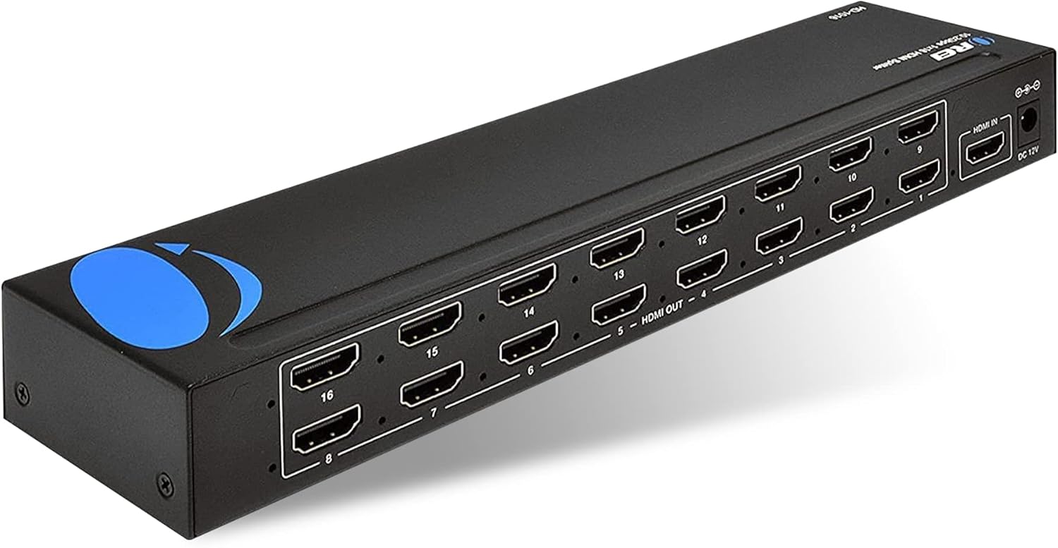 OREI 1x16 HDMI Splitter, (1 Input to 16 Output) 16 Ports Professional HDMI Powered for Full HD 1080P & 3D Support