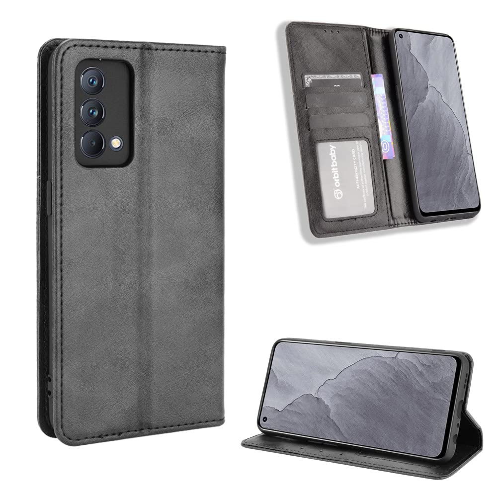 GOKEN Custodia A Portafoglio Per Realme Narzo 50 5G – Pelle PU Con Slot Carte, Supporto E Chiusura Magnetica (Nero)