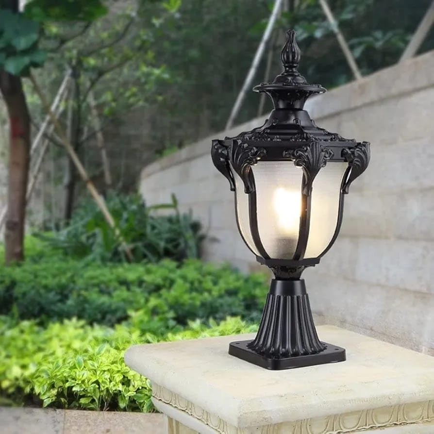 Image of Glowave Decorative Outdoor Black Square Post Light Pillar Light Column Light, Waterproof Lantern Post for Patio or Fench Deck, Doorway Porch Pillar Lamp - Warm White (P-6682 /S-BK)