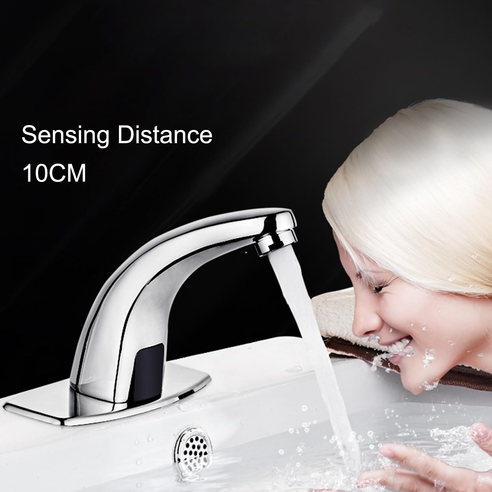 Grifo automático con Sensor, Grifo Inteligente de Agua fría y Caliente, Alimentado por batería de CC, se apaga automáticamente en 1 Segundo (Agua de aleación 2).