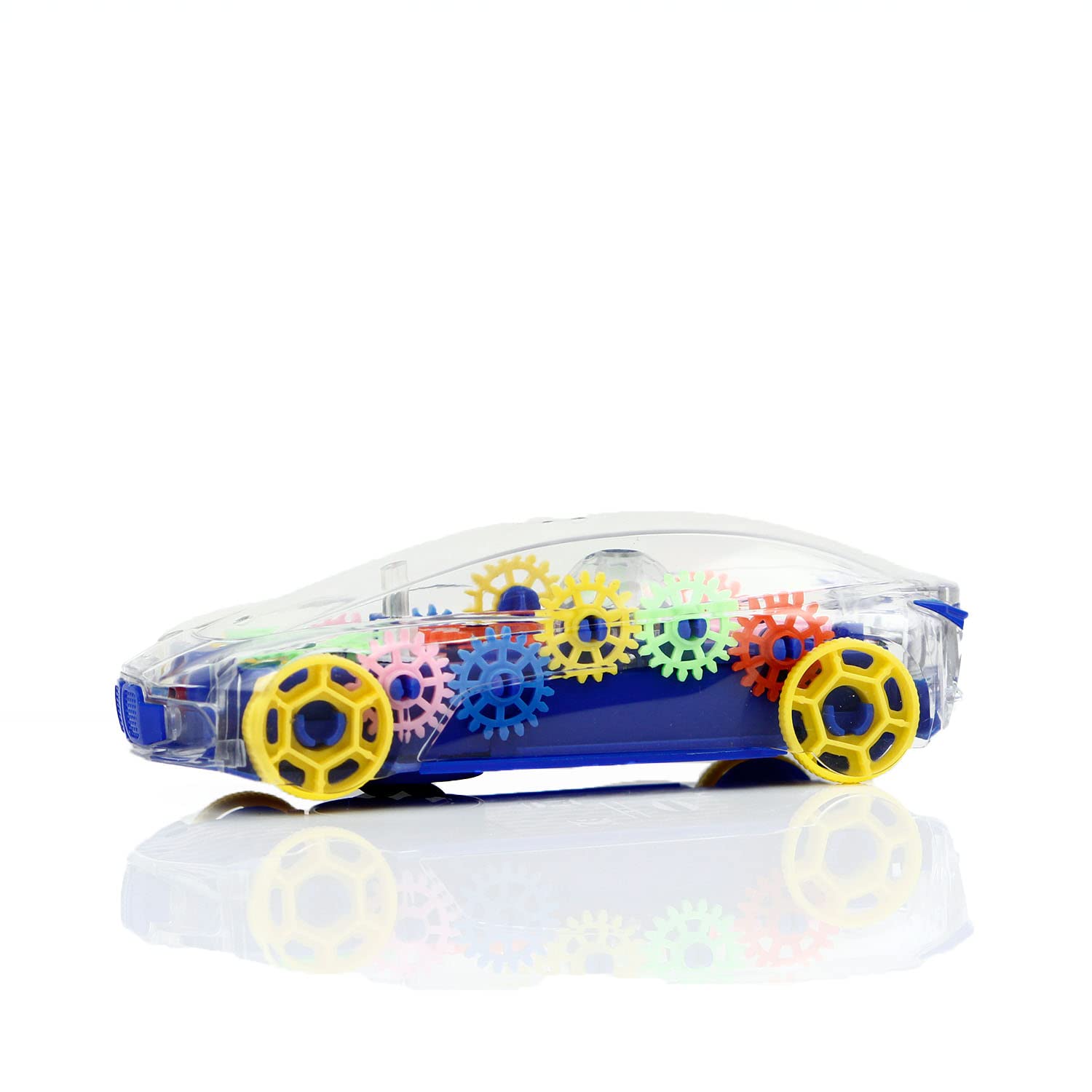 Chanak Transparent Gear Car for Kids, Concept Gear Cars with Music and Light Toy for Kid, 3D Car with 360 Degree Rotation, Suitable for Kids Above 3 Years, BIS Approved (Dark Blue)