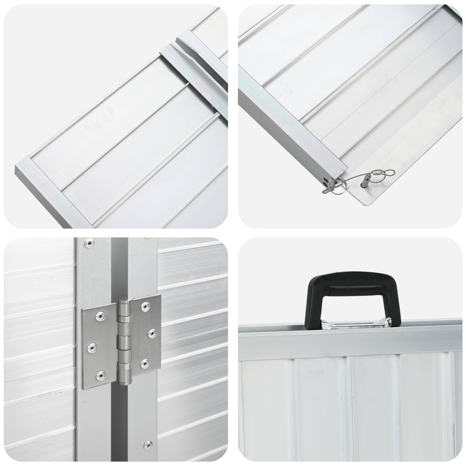 Rampa plegable de aluminio para silla de ruedas, 122 x 73 cm, carga de 270 kg, rampa móvil para silla de ruedas, andador, jardín y exterior, color plateado