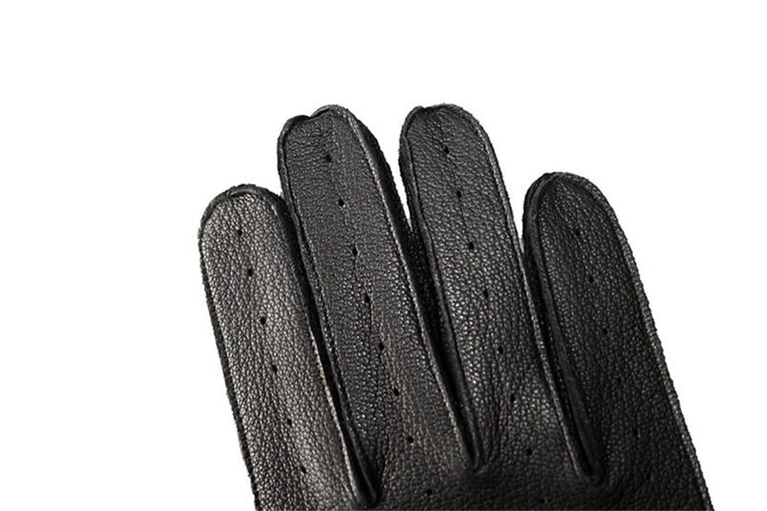 Guantes de cuero para hombre, de una sola capa, sección fina, para montar al aire libre, guantes de motocicleta con dedos completos