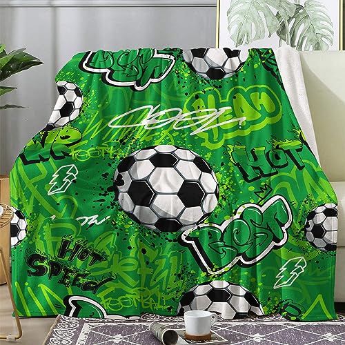 ZDABAOEC Plaid Polaire, Motif Foot, Couverture Lit 1 Personne, Jete de Canape 150x200, Couvertures et Plaids Flanelle Ultra Doux