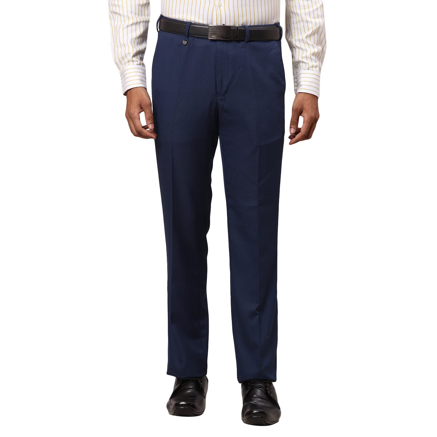 park avenue Men's Flat Front Smart Fit Dark Blue Formal Trouser-picture-26
