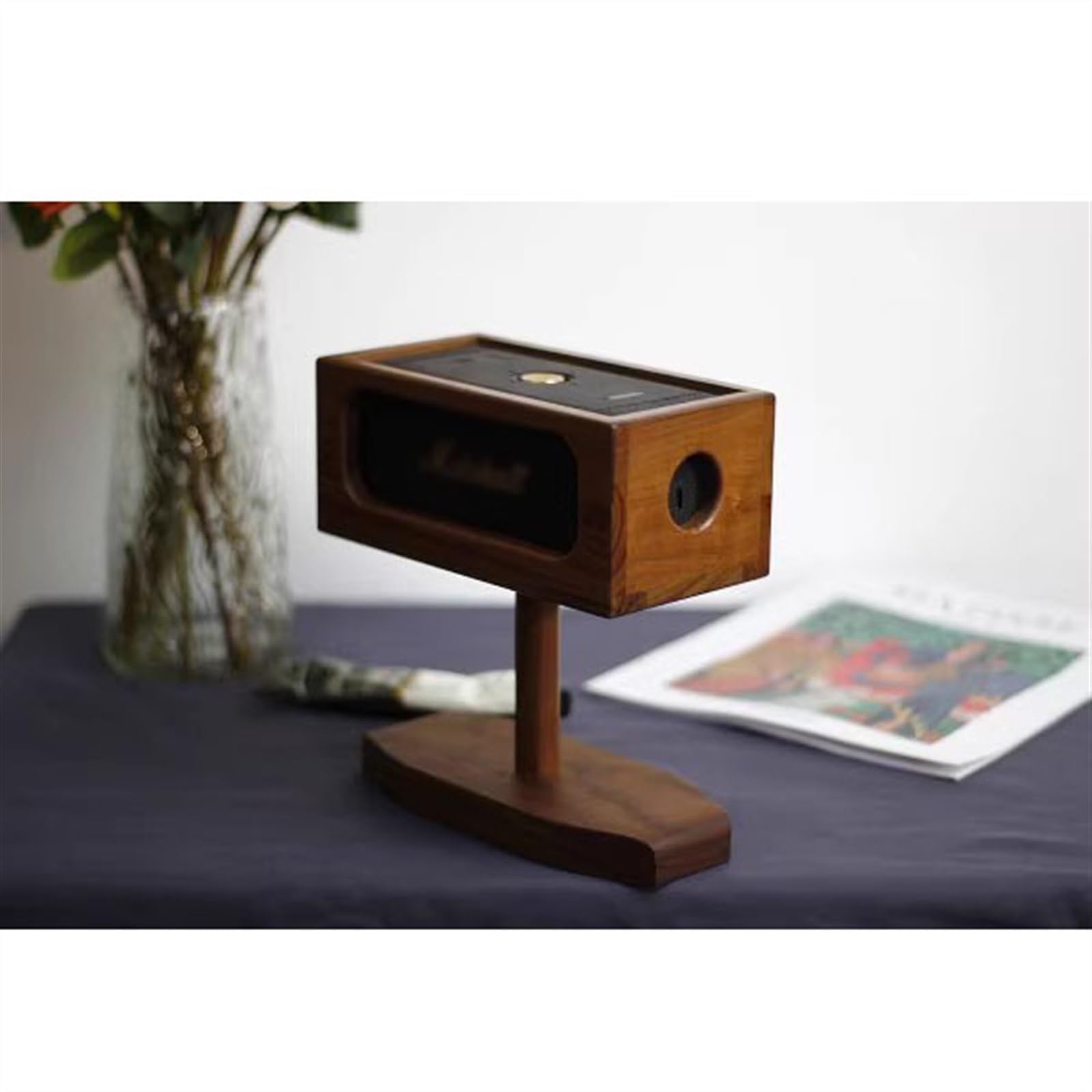 Soporte para Altavoz Altavoz Soporte de Madera Maciza Almacenamiento de Escritorio Caja Protectora Estante Soporte para Altavoz